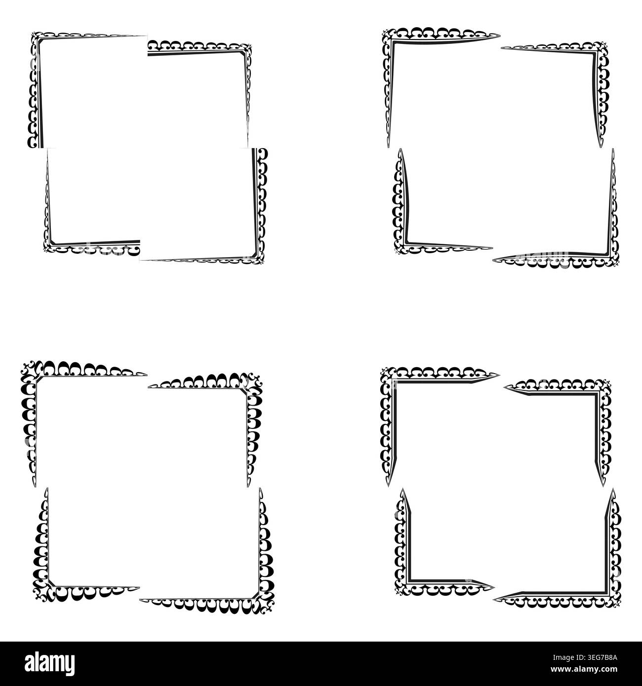 Square frames icon. Green dotted border. Decorative outline group. Vector illustration Stock Vector