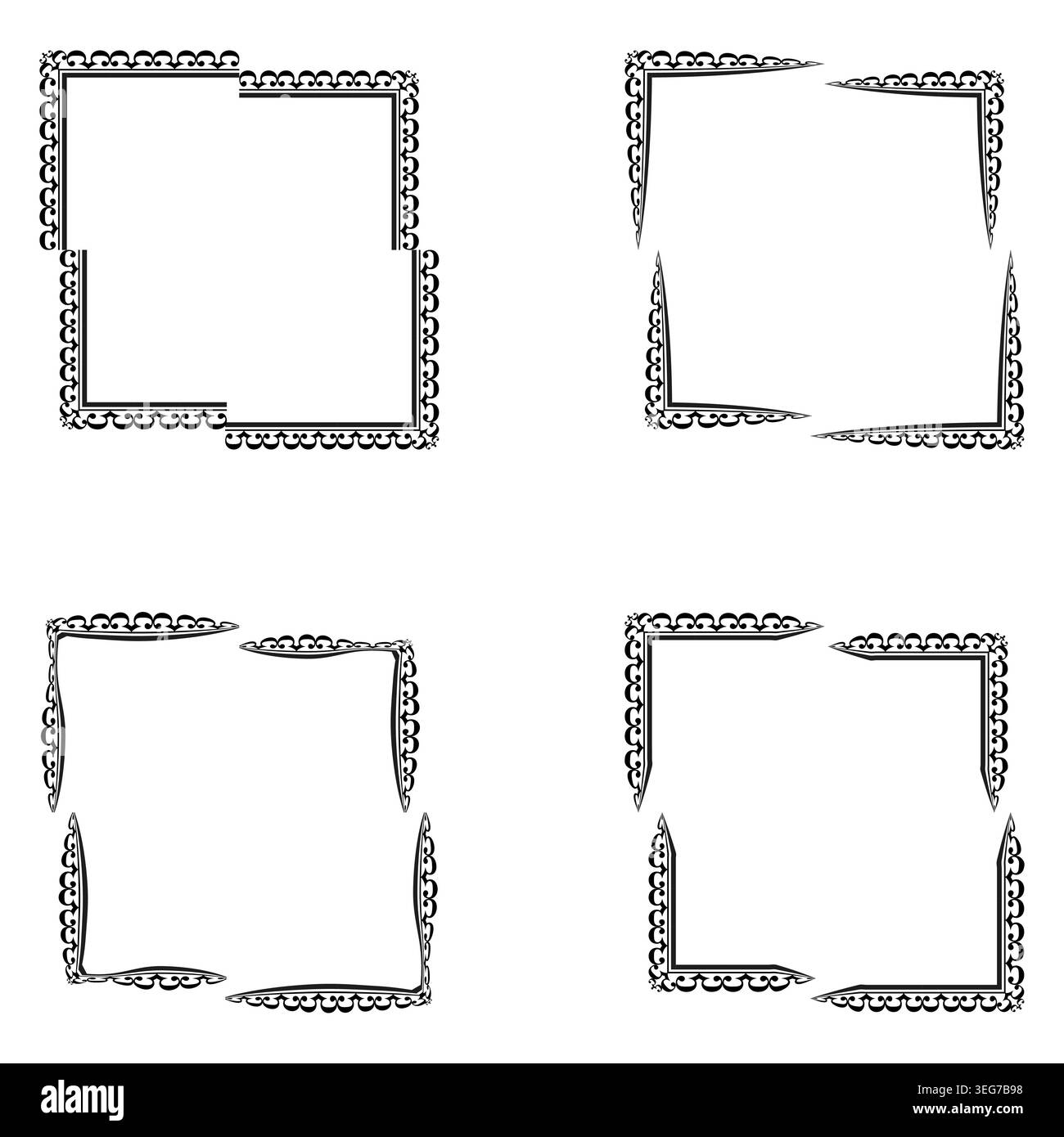 Square frames icon. Gray border group. Decorative outline set. Vector illustration Stock Vector
