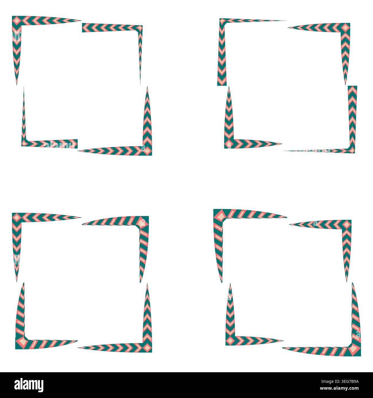 Turquoise chevron border. Abstract square frame. Vector colorful outline. Modern geometric pattern Stock Vector