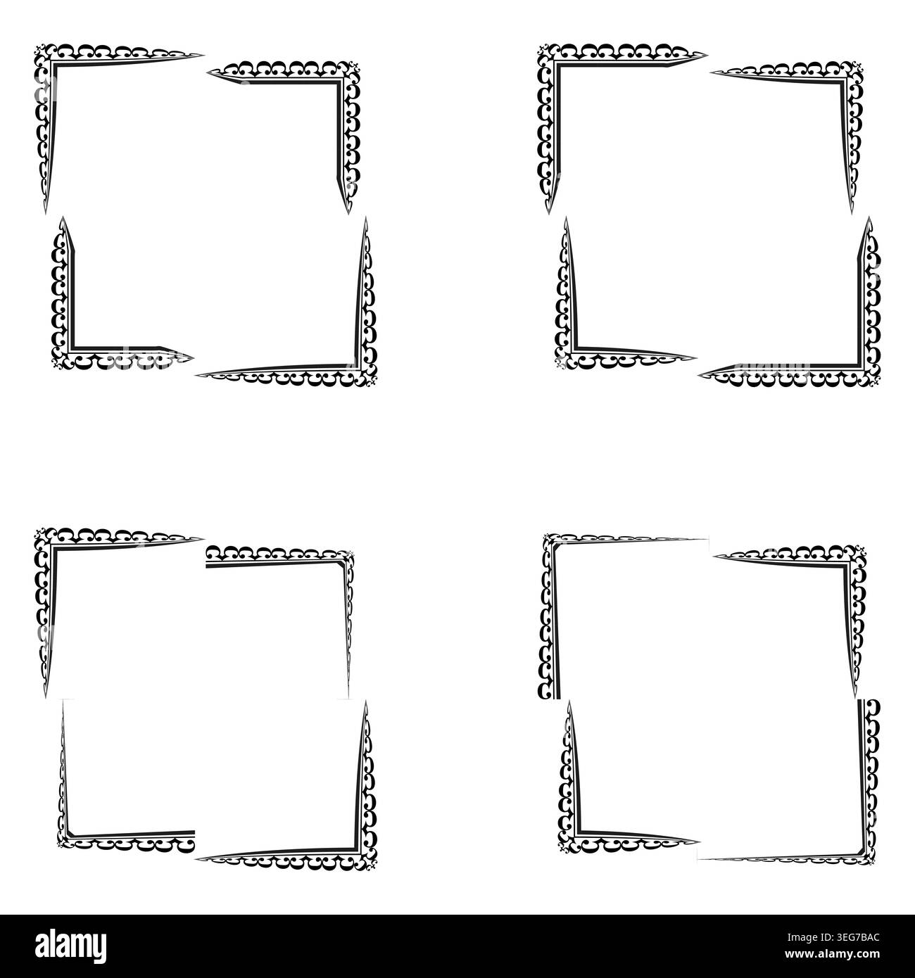 Square frames icon. Gray border set. Decorative outline group. Vector illustration Stock Vector