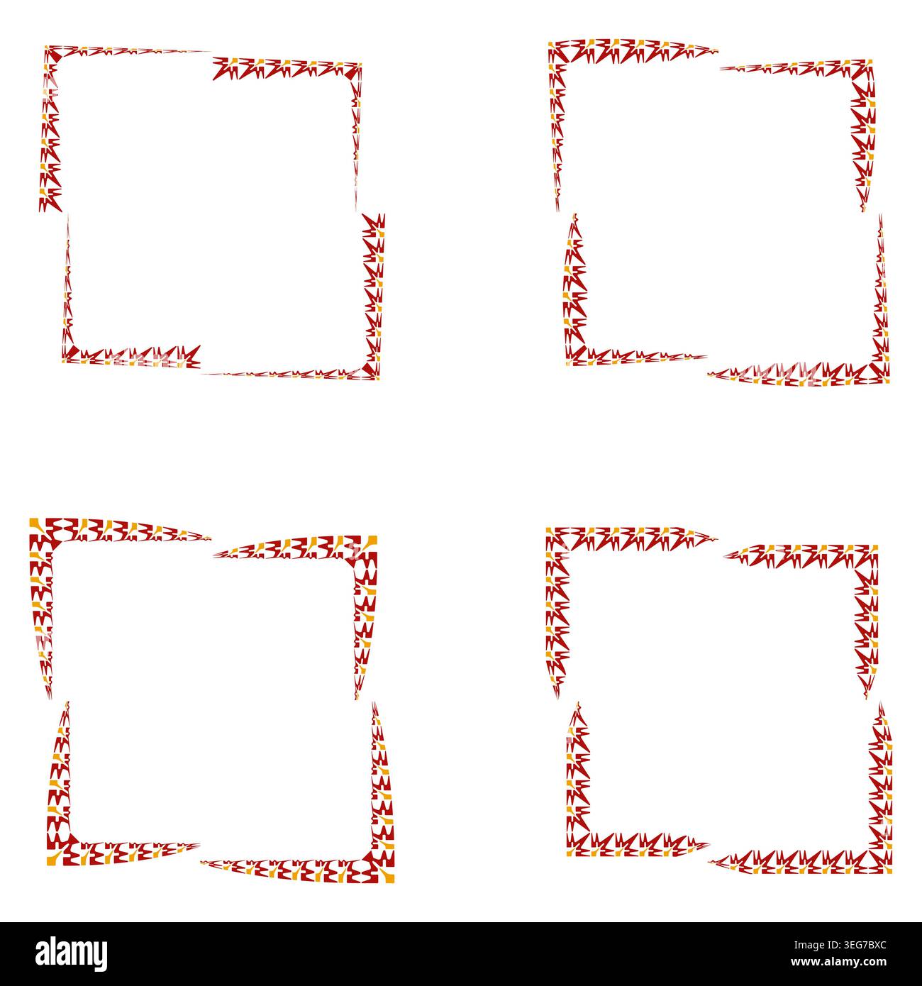 Square frames icon. Green border set. Decorative outline group. Vector illustration Stock Vector