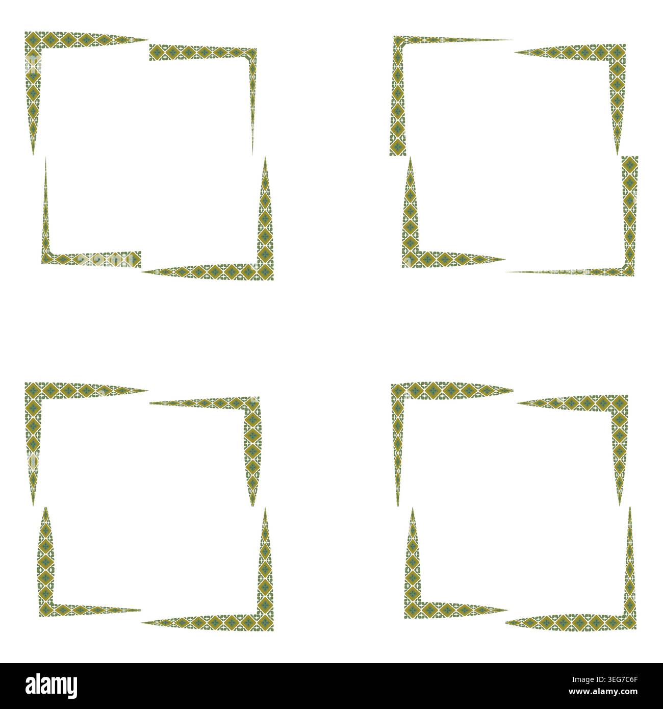 Square frames icon. Green border set. Decorative outline group. Vector illustration Stock Vector
