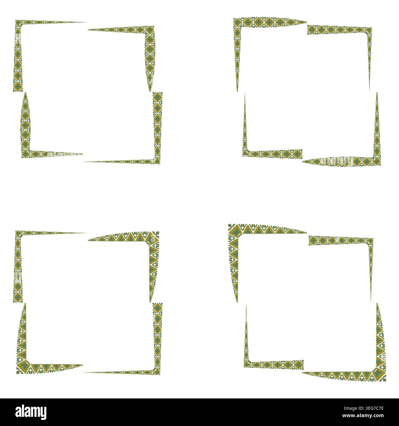 Square frames icon. Green border set. Decorative outline group. Vector illustration Stock Vector