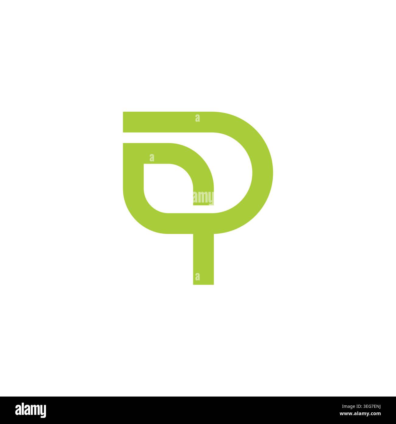 letter p overlapping line green leaf logo vector Stock Vector
