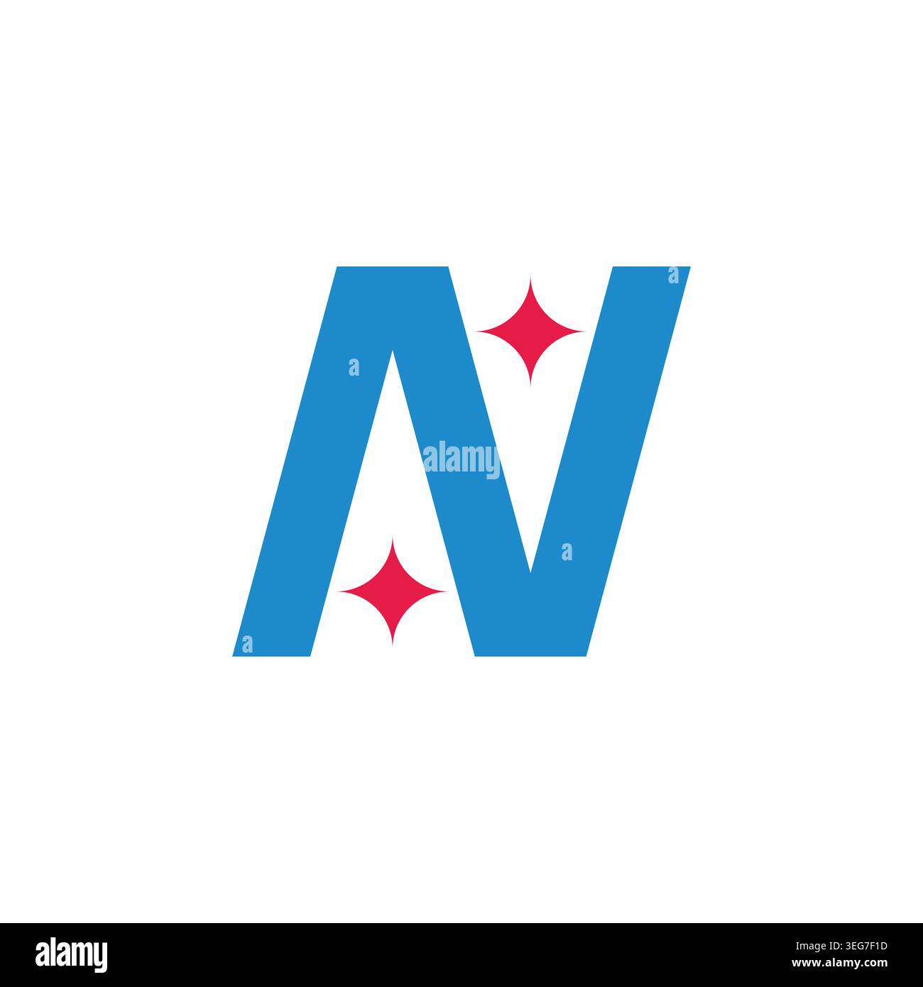 letter n triangle blue sky star simple geometric logo vector Stock Vector