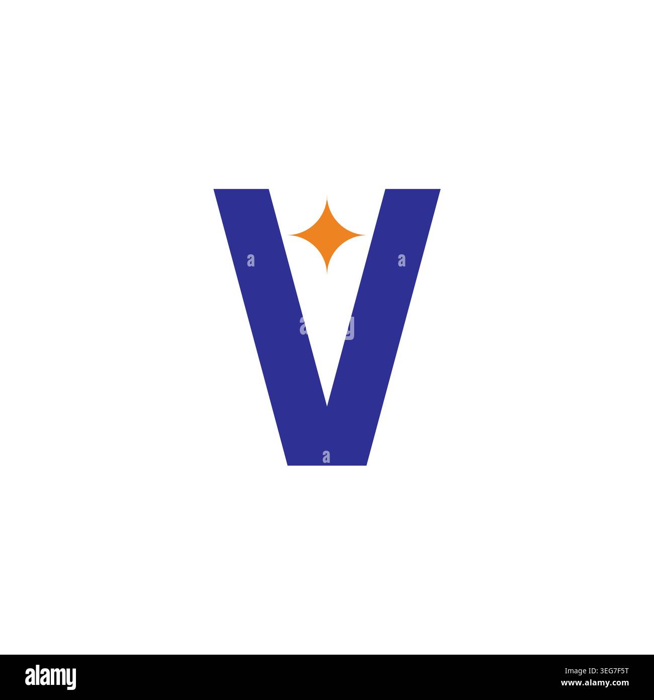 letter v triangle blue sky star simple geometric logo vector Stock Vector