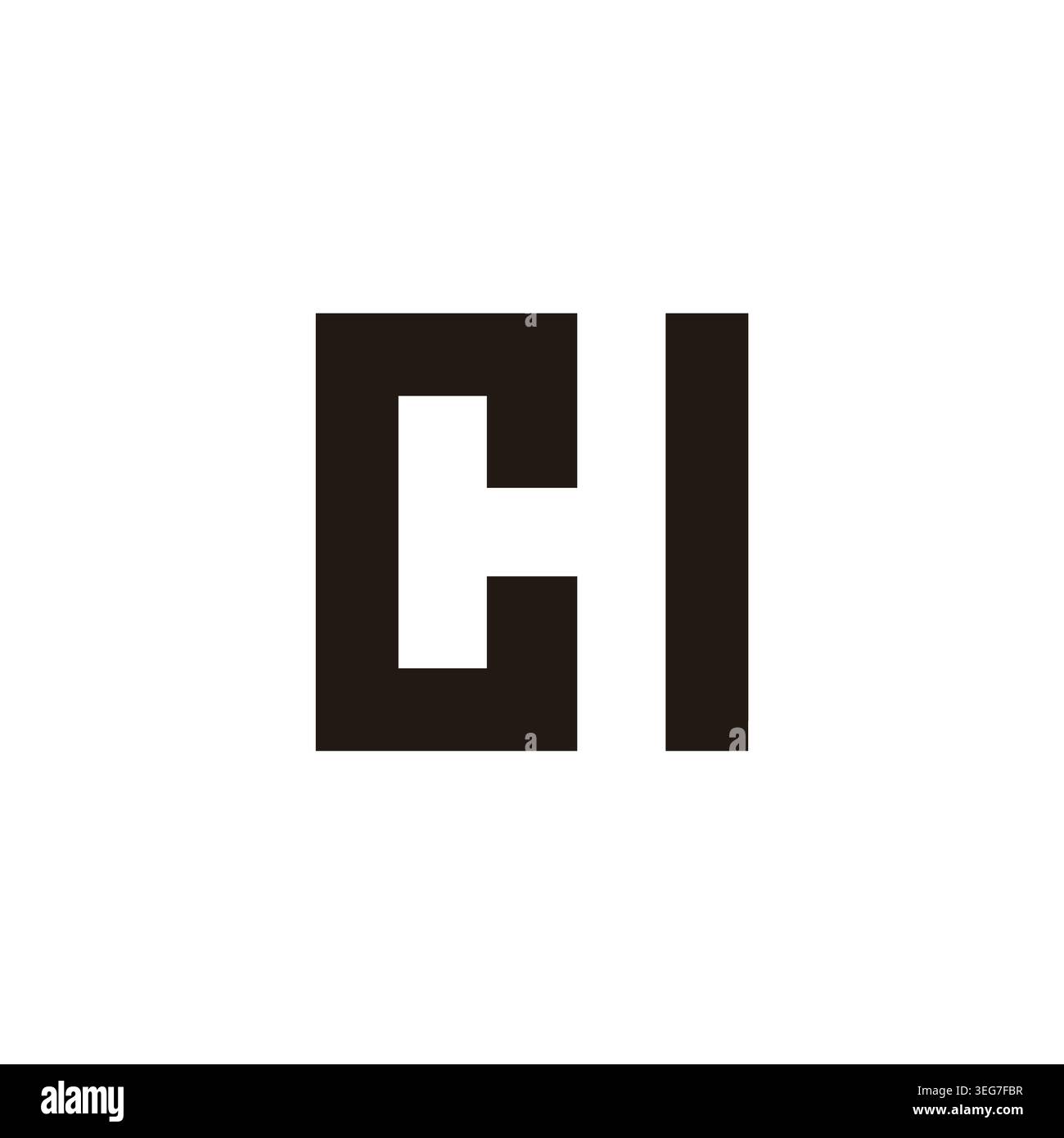 letter chi simple negative space square logo vector Stock Vector