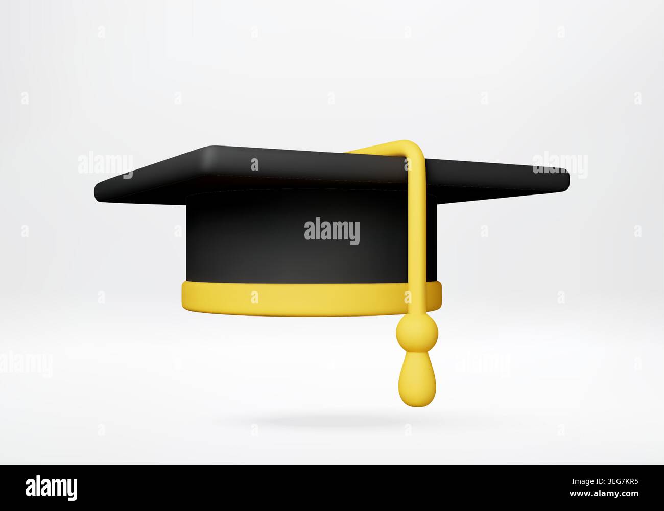 3D Graduation cap with yellow tassel Stock Vector
