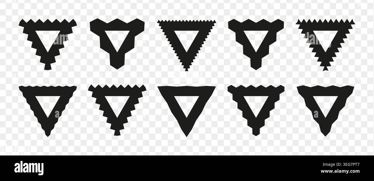 Zigzag edge triangle frames collection. Stock Vector