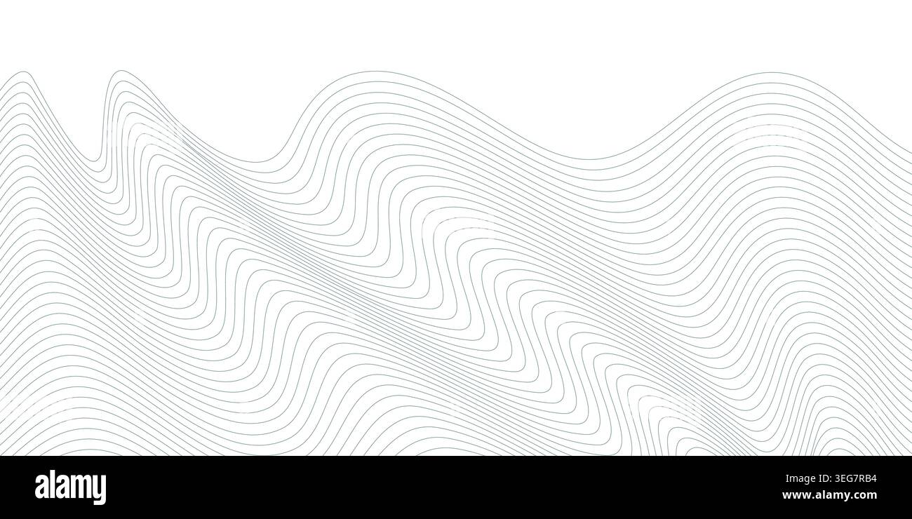 Abstract background with wavy thin lines. Optical illusion for simple geometric backdrop Stock Vector