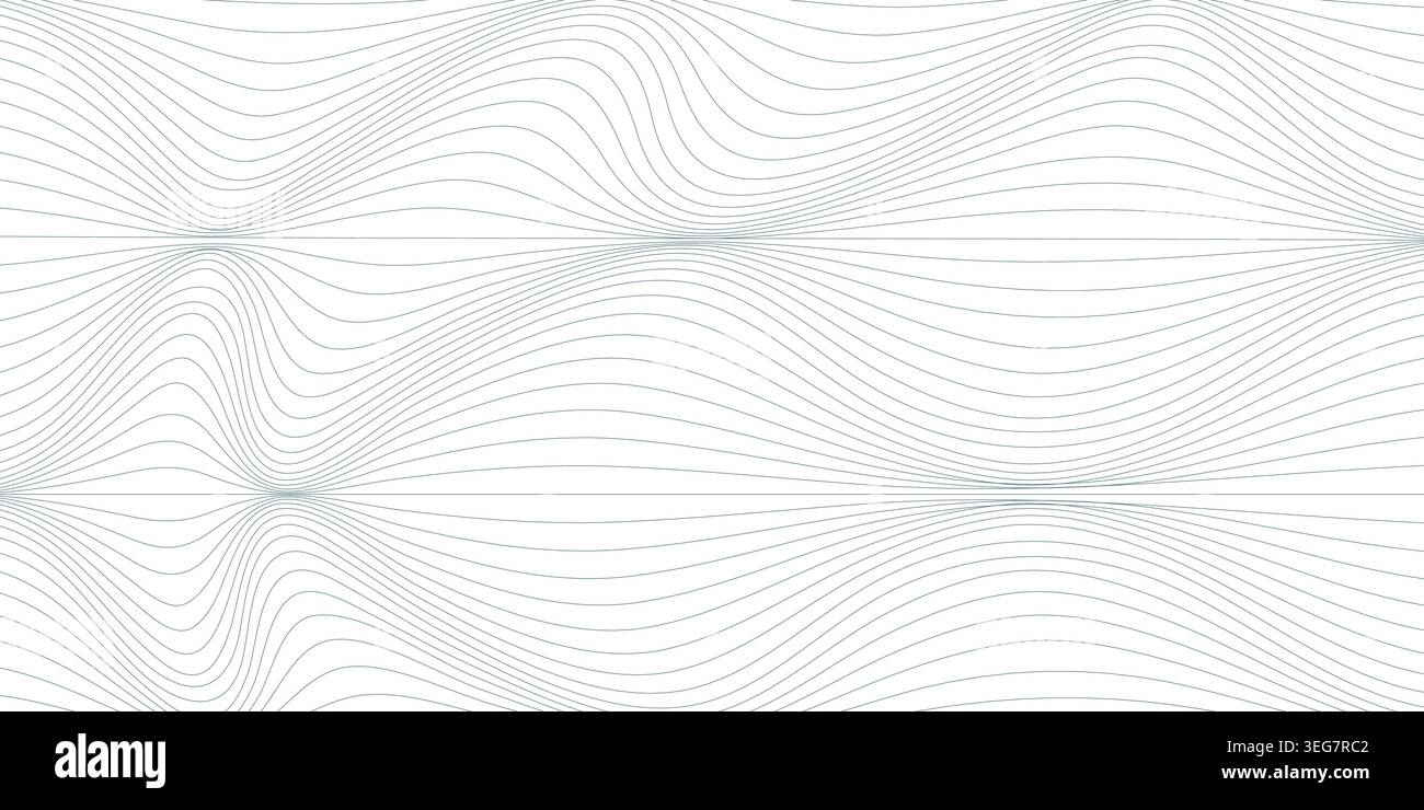 Abstract minimal background with thin wavy lines. Dynamic stripes pattern Stock Vector