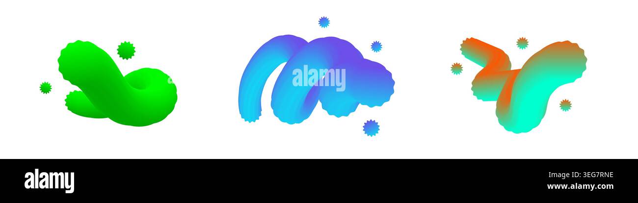 Dynamic 3d curved gradient shapes for creative graphic design. Stock Vector