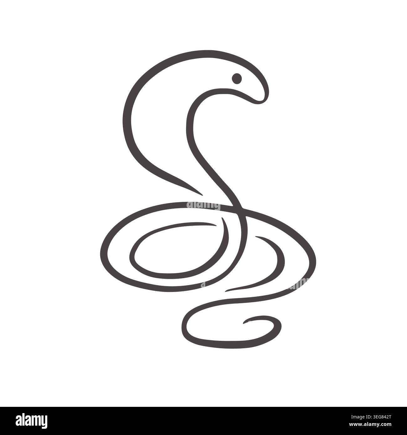 Cobra Minimal snake on line illustration logo Stock Vector
