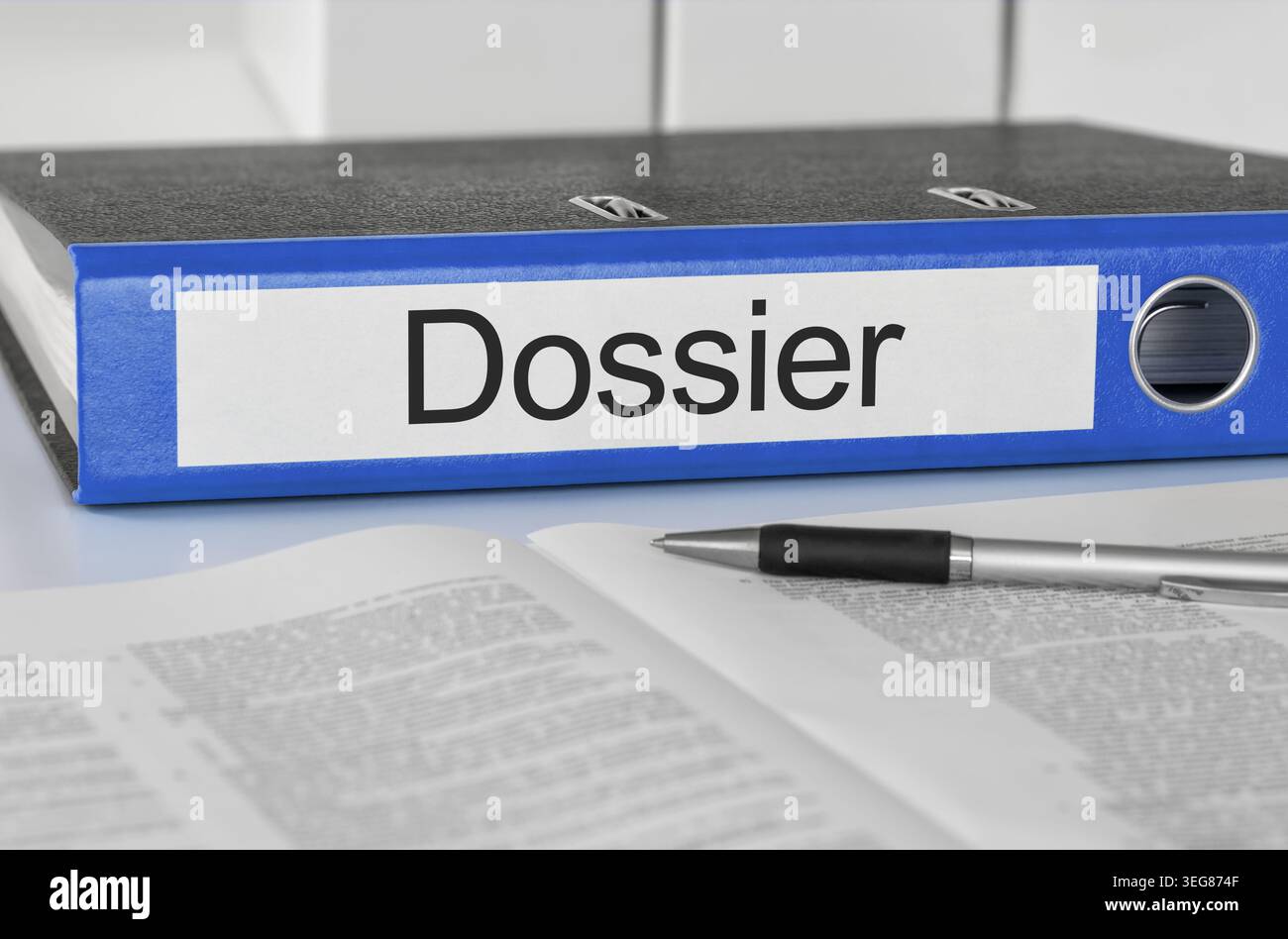 Folder with the label Dossier Stock Photo