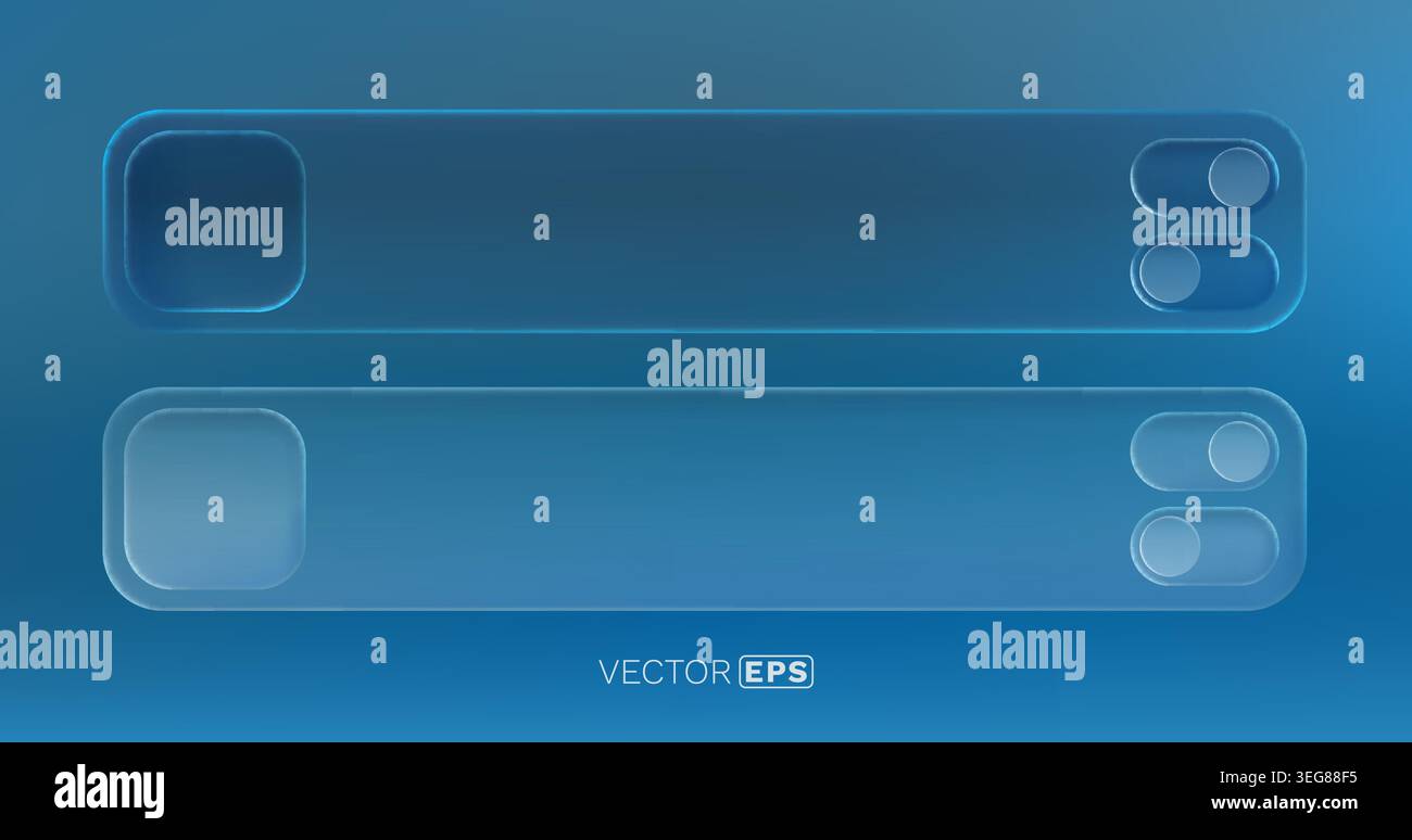 Modern blue neumorphic interface elements with toggle buttons. A clean, futuristic graphic design for tech and web projects. Vector illustration Stock Vector
