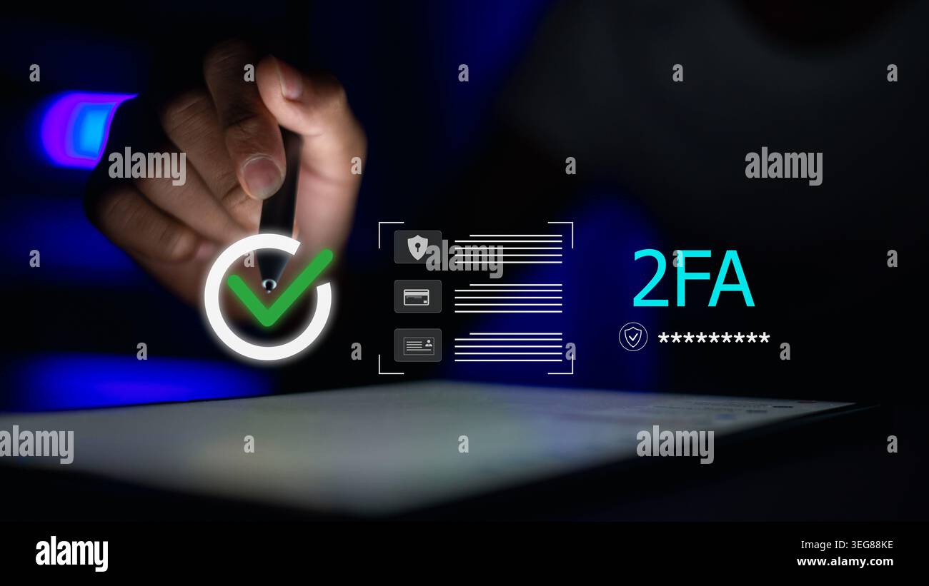 Person using tablet for 2FA two-factor authentication verification ...