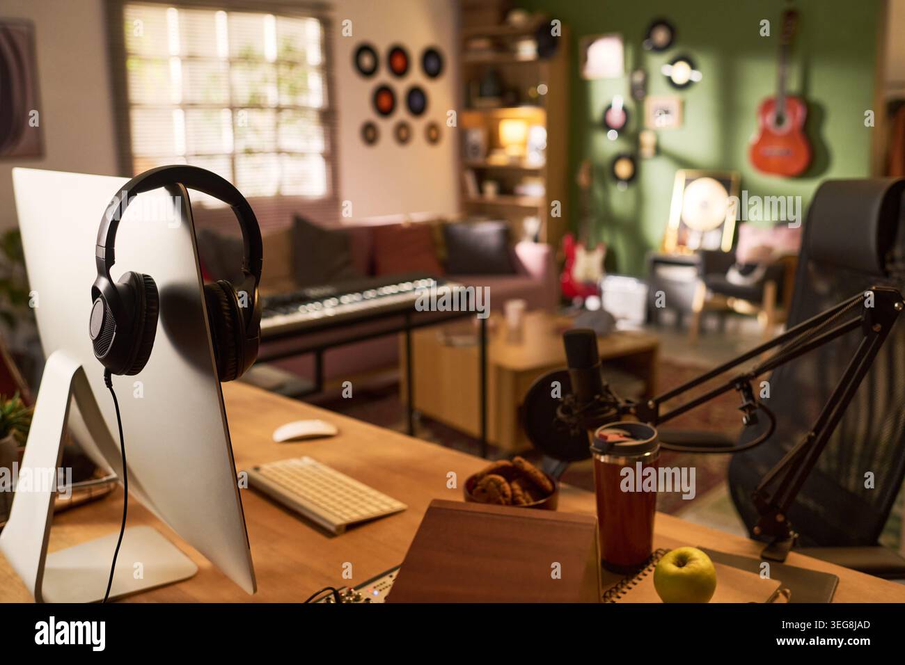 Home Podcast Studio Setup Supporting Remote Content Creation Stock Photo