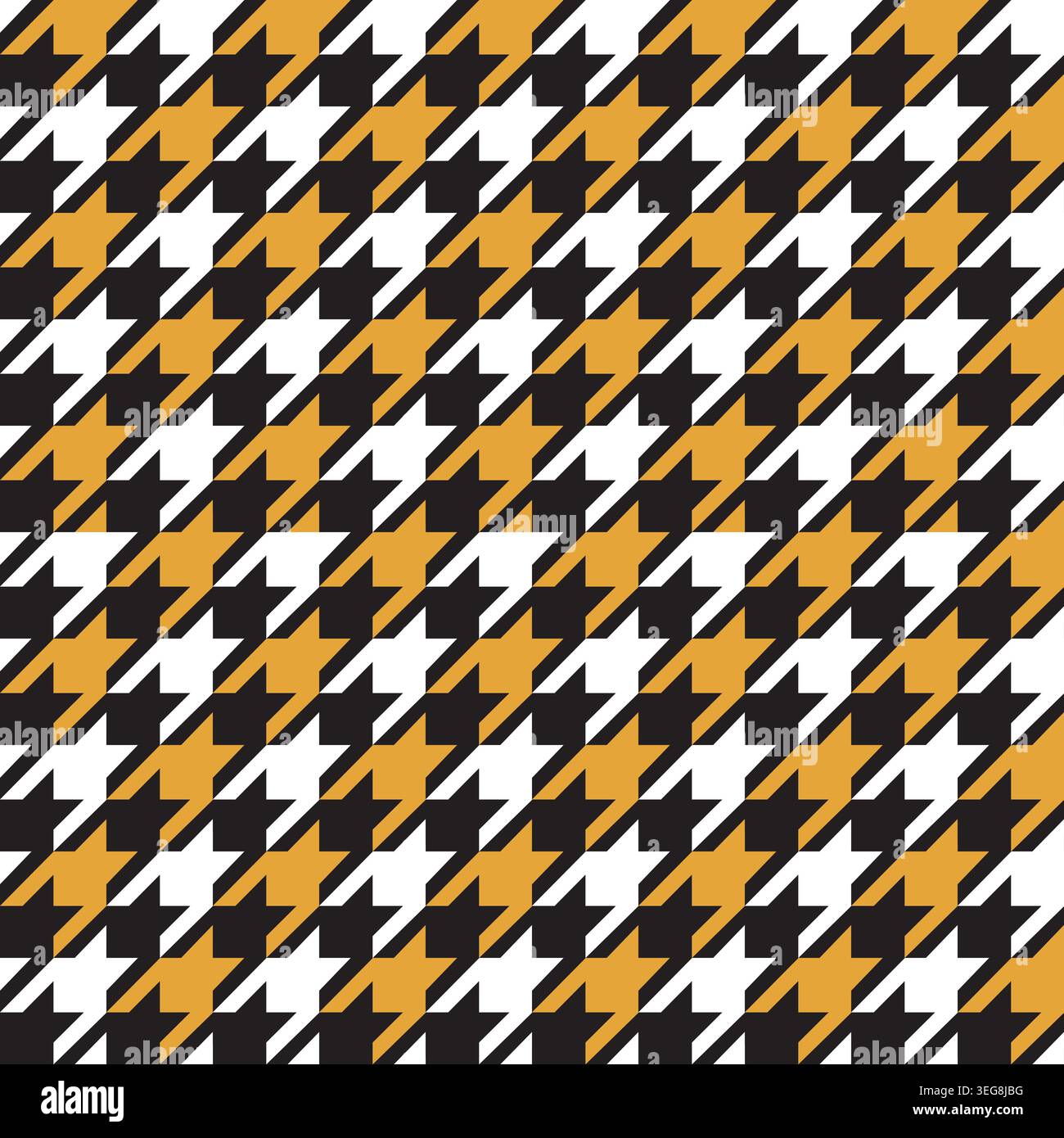 Modern Black, White and Camel Geometric Houndstooth Pattern Abstract Seamless Background - Vector Design Stock Vector