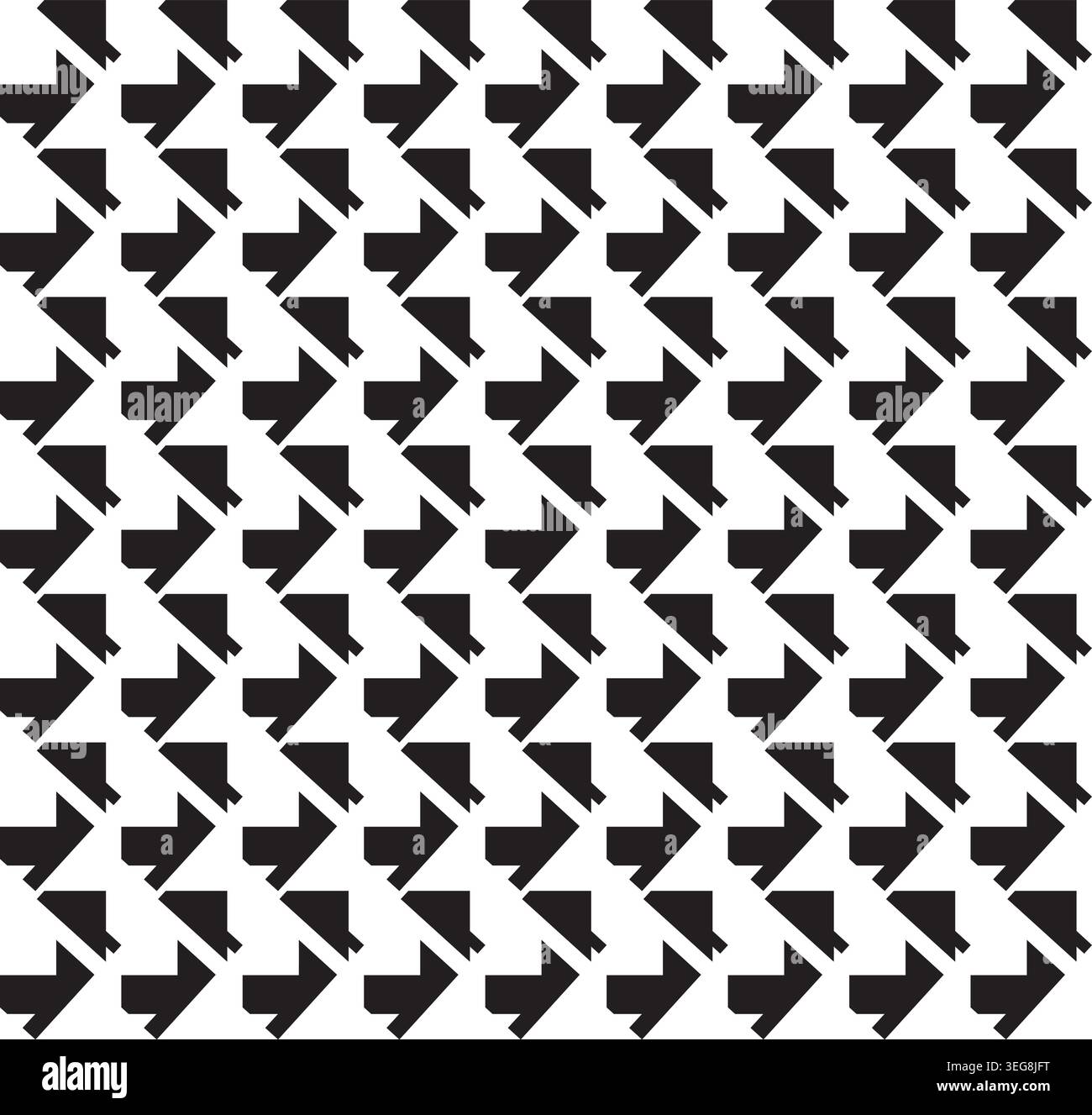 Modern Black and White Geometric Arrows Pattern Abstract Seamless Background - Vector Design Stock Vector