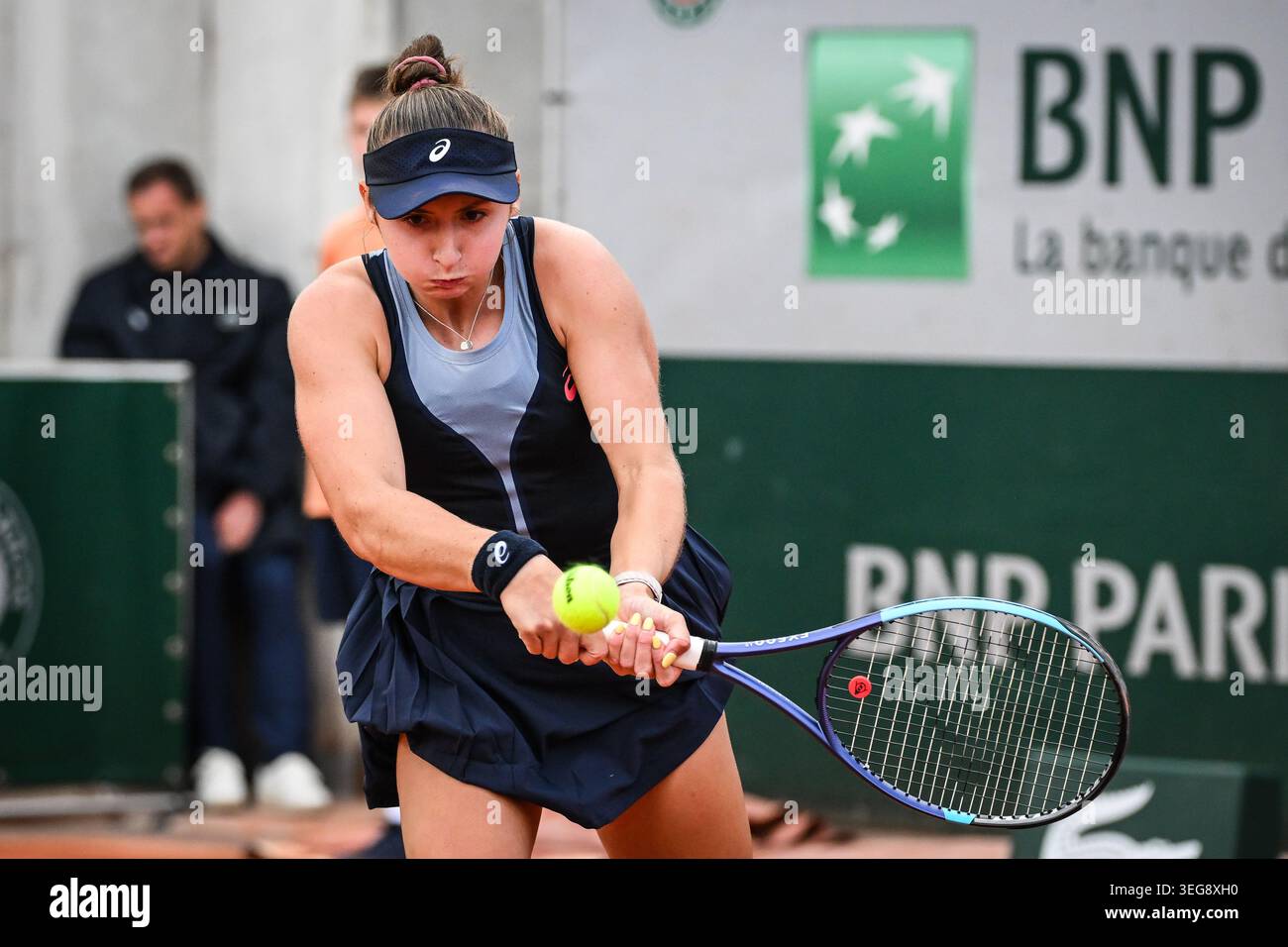 Paris, France, France. 18th May, 2026. Mary STOIANA of United States during the first qualifying day of the Roland-Garros 2026, French Open 2026, Grand Slam tennis tournament at Roland-Garros Stadium on May 18, 2026 in Paris, France. (Credit Image: © Matthieu Mirville/ZUMA Press Wire) EDITORIAL USAGE ONLY! Not for Commercial USAGE! Credit: ZUMA Press, Inc./Alamy Live News Stock Photo