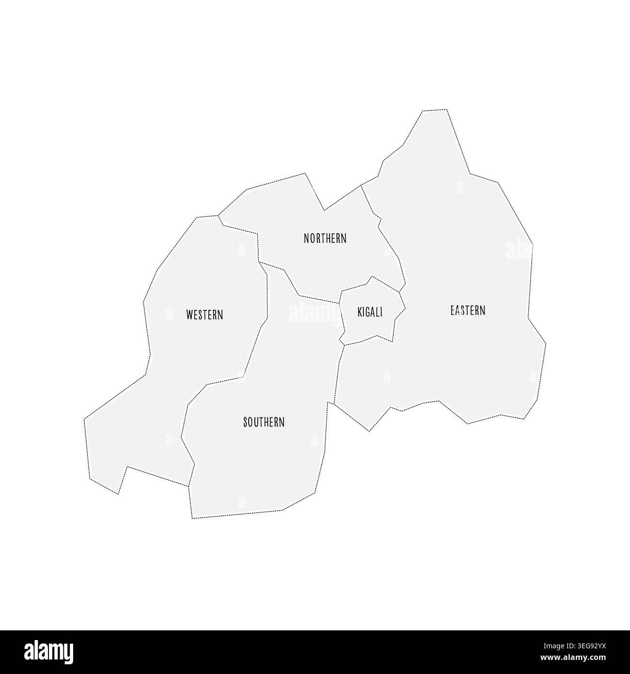 Rwanda political map of administrative divisions - provinces. Grey ...