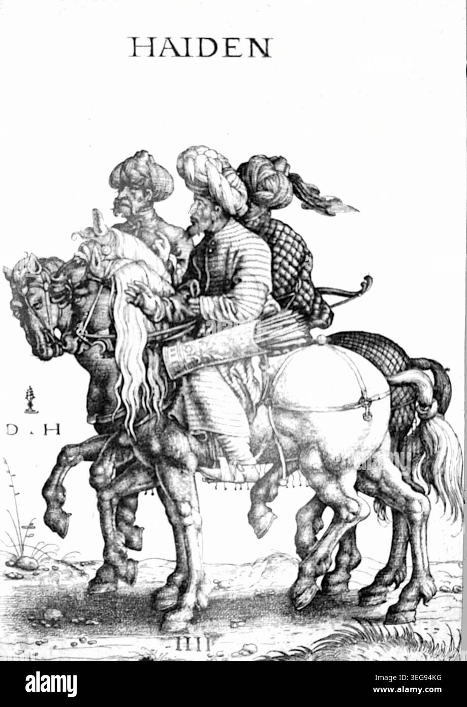 Daniel Hopfer - Three Turkish Soldiers (Cavalrymen) - c1520 Stock Photo ...