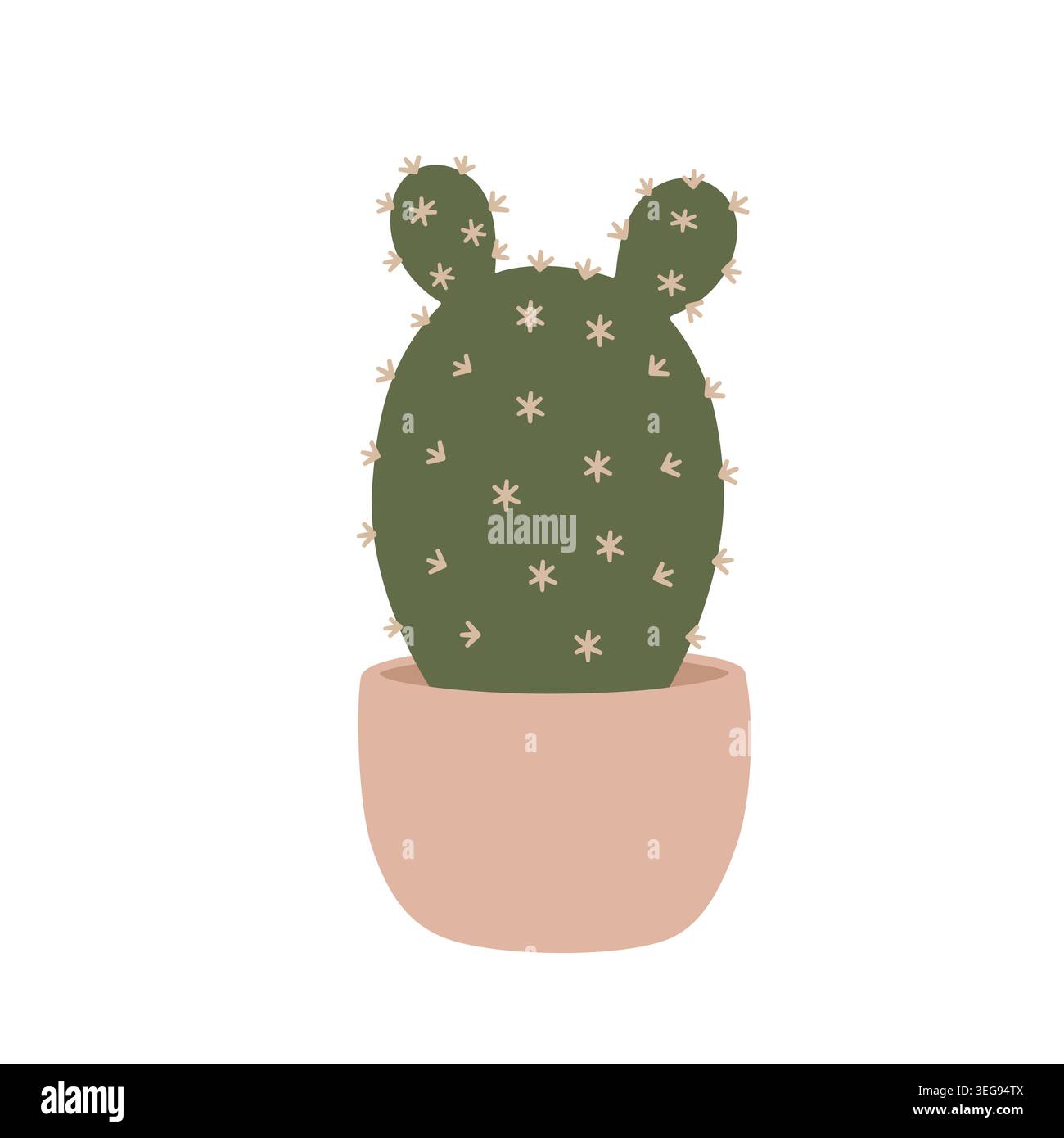 Prickly pear cactus in pot illustration.  Stock Vector