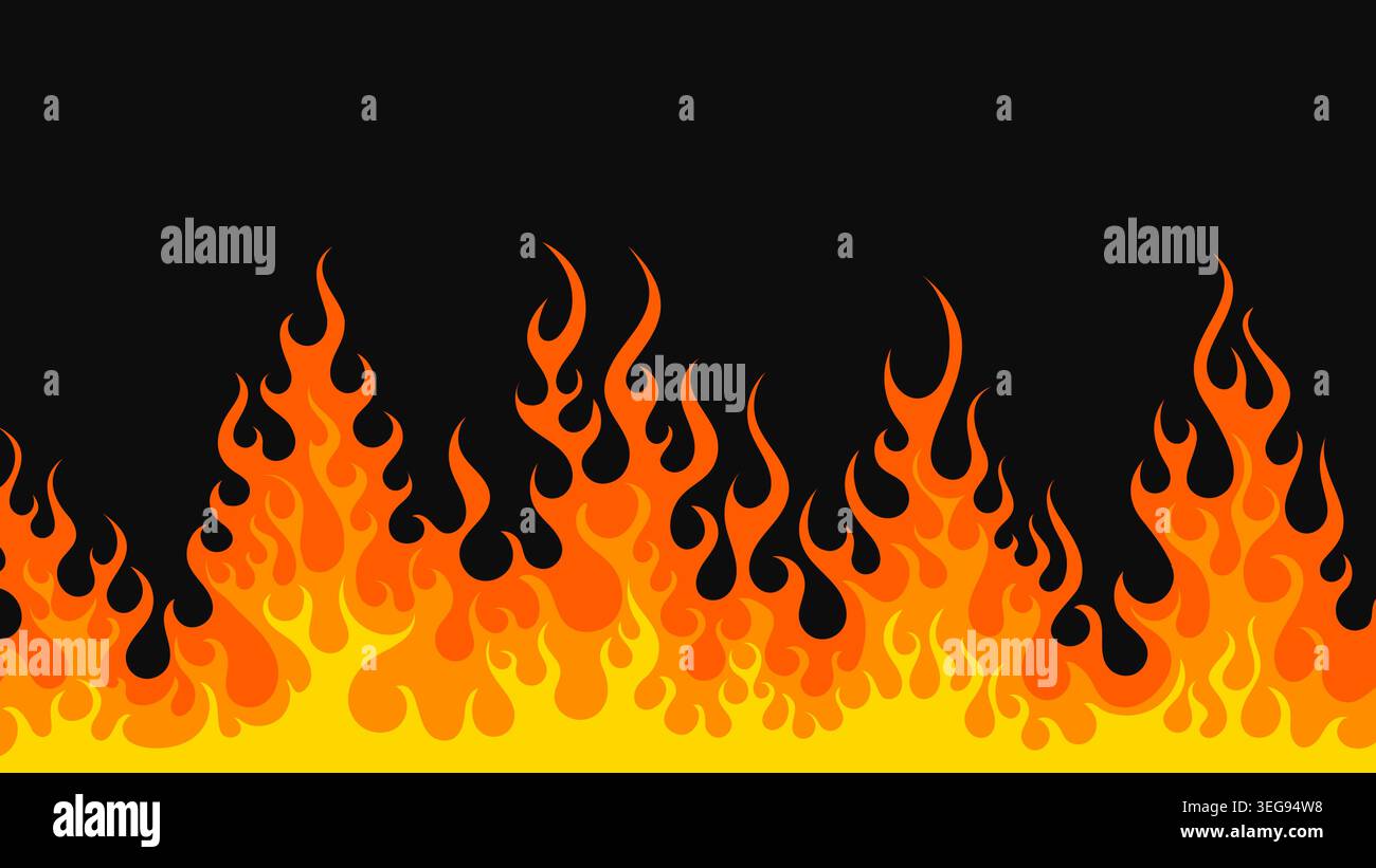Cartoon Fire Flames Background Vector Illustration Stock Vector