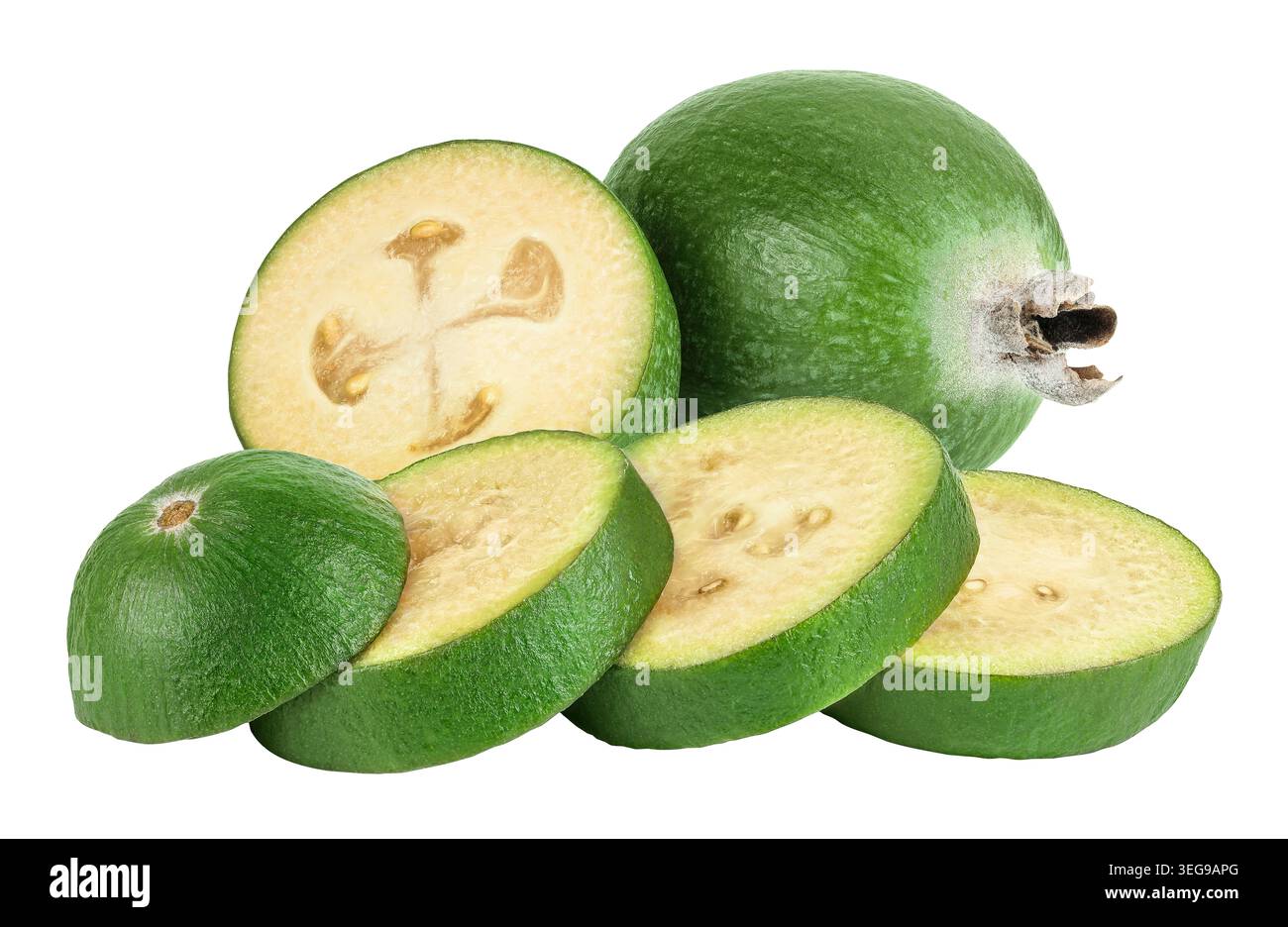 Feijoa fruit isolated on white background Stock Photo