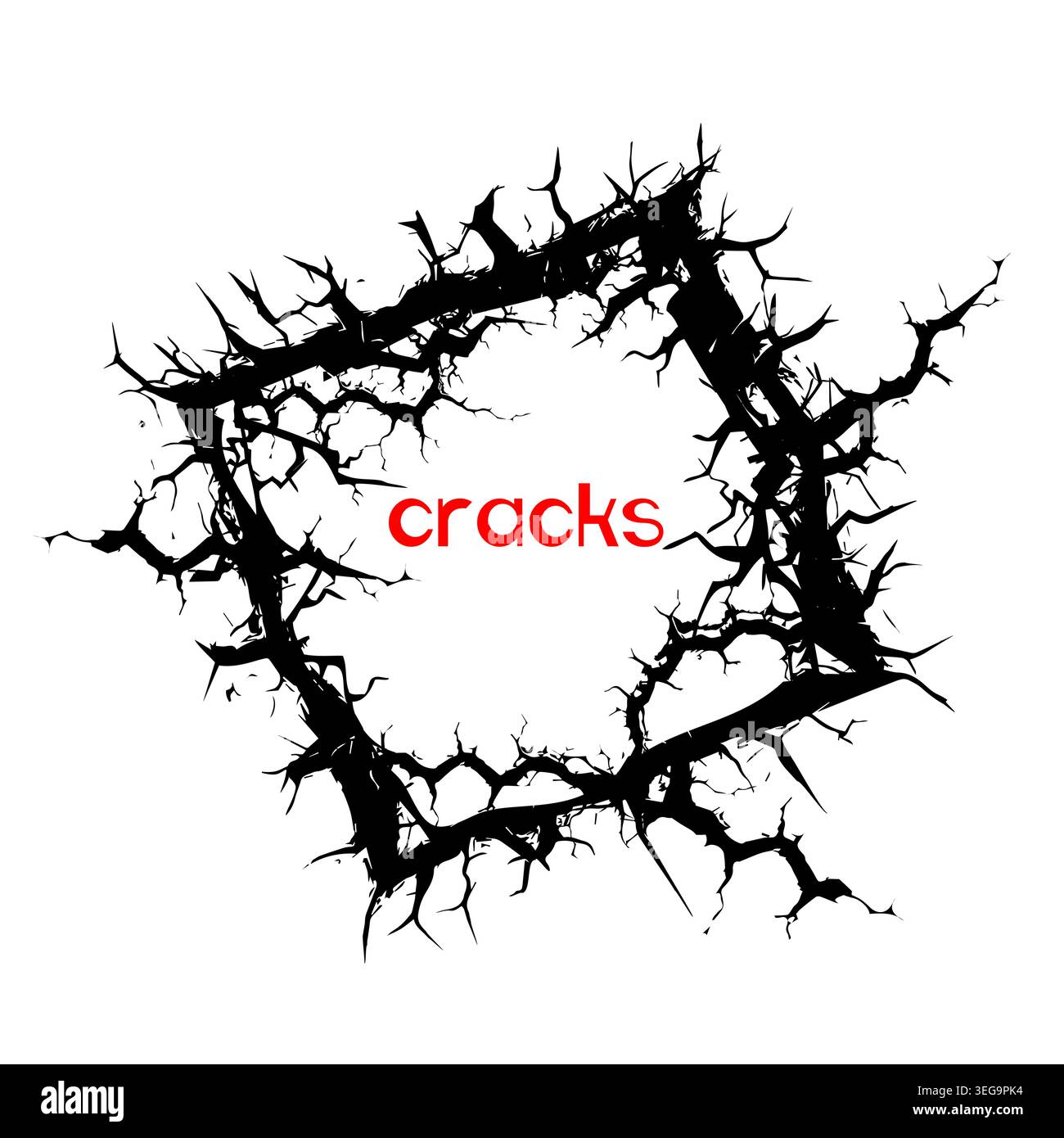 Abstract frame with cracks Hand drawn. Not AI, vector illustration. Stock Vector