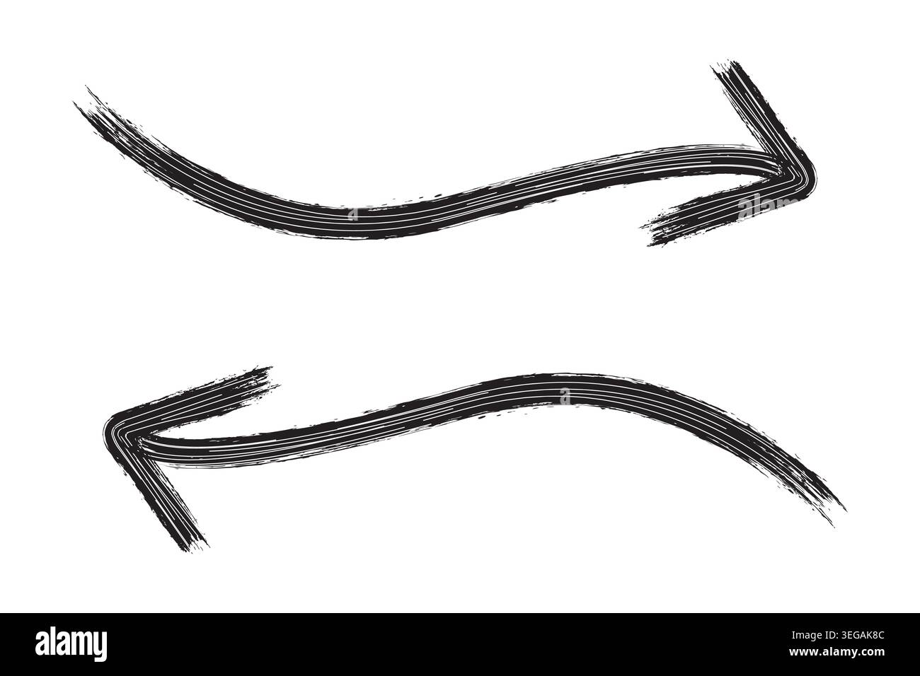 Grunge brush arrow set with distressed texture for direction and design elements Stock Vector