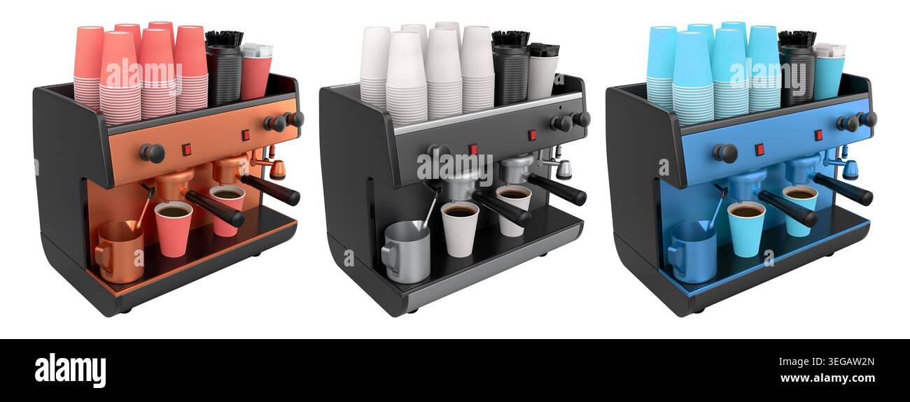Set modern espresso coffee machines with disposable and ceramic coffee ...