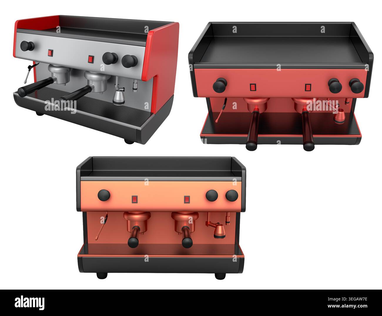 Set modern espresso coffee machines, isolated on isolated white ...