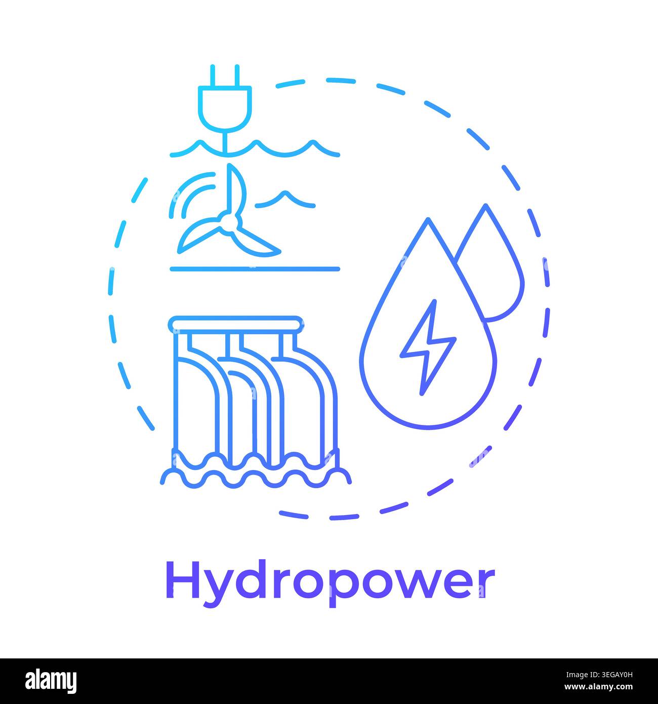 Hydropower blue gradient concept icon Stock Vector