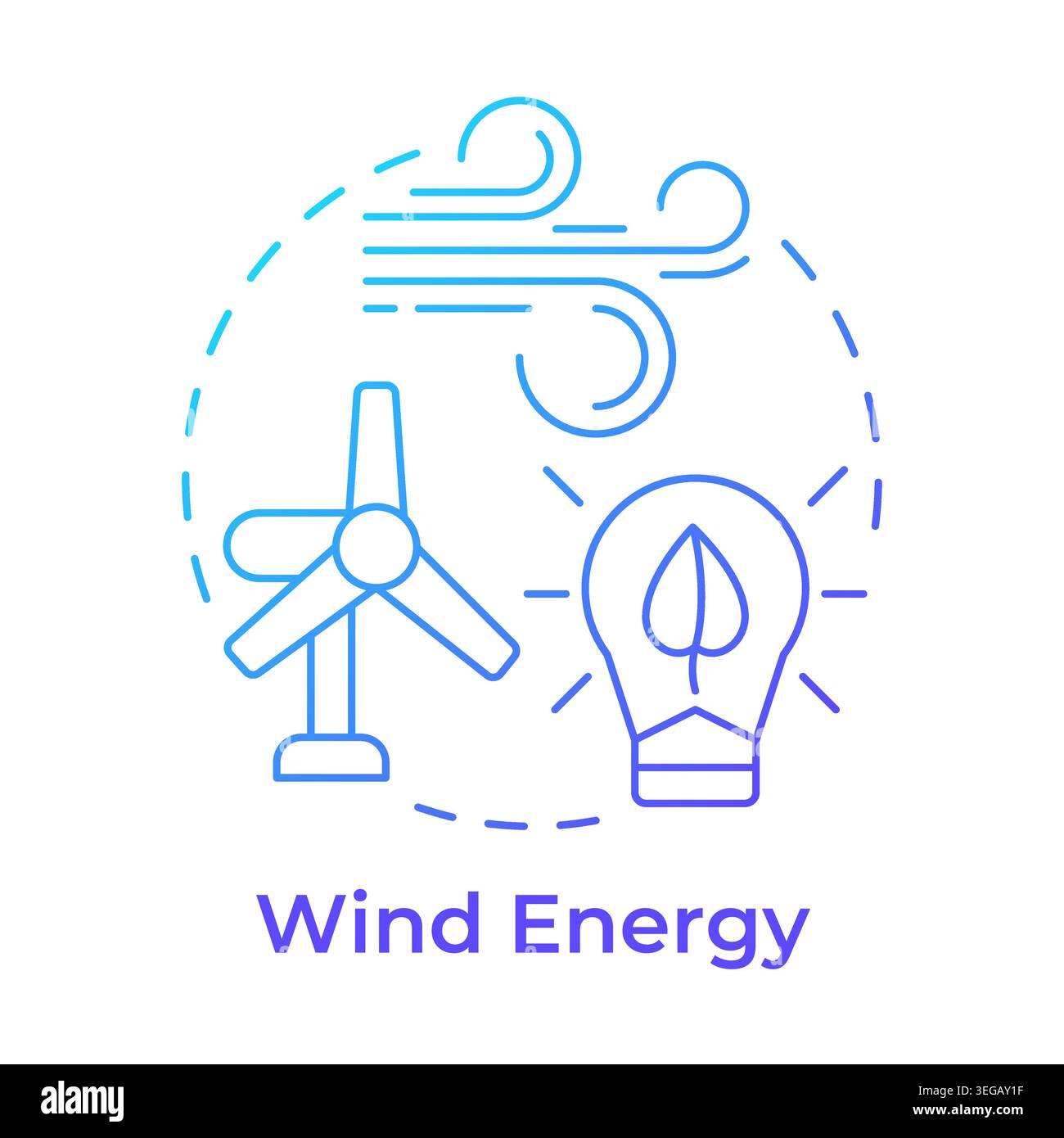 Wind energy blue gradient concept icon Stock Vector
