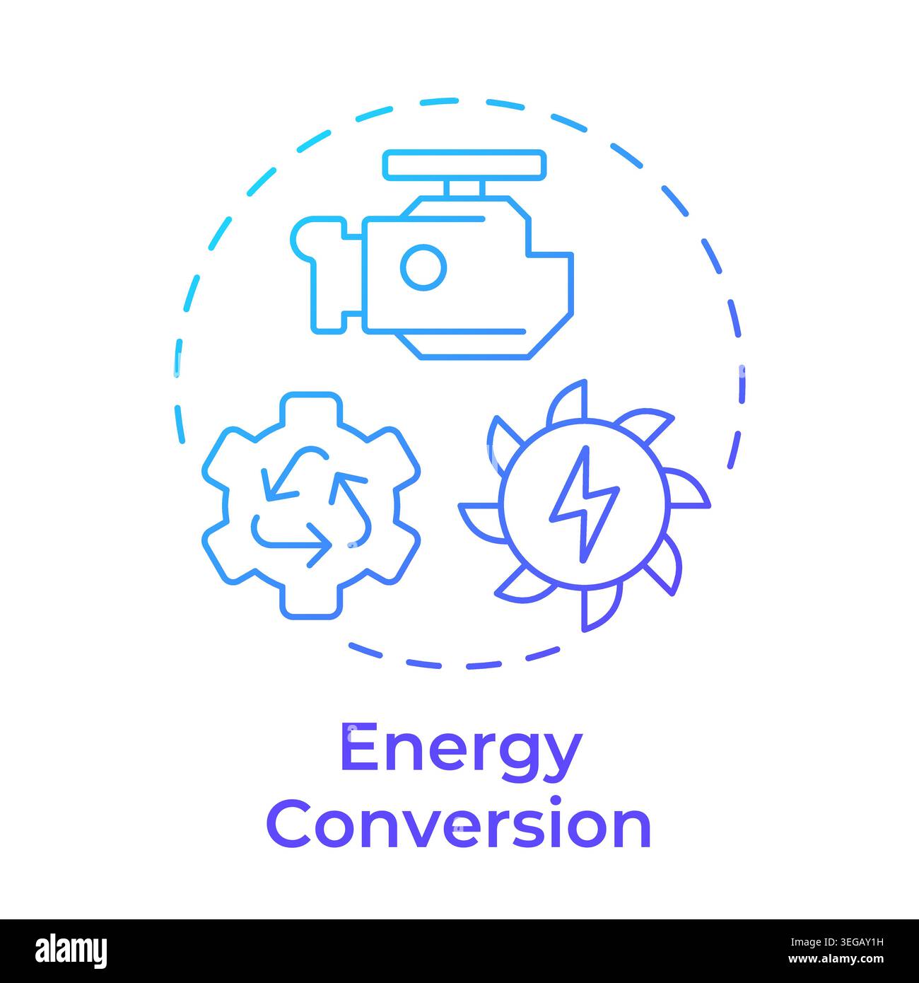 Energy conversion blue gradient concept icon Stock Vector