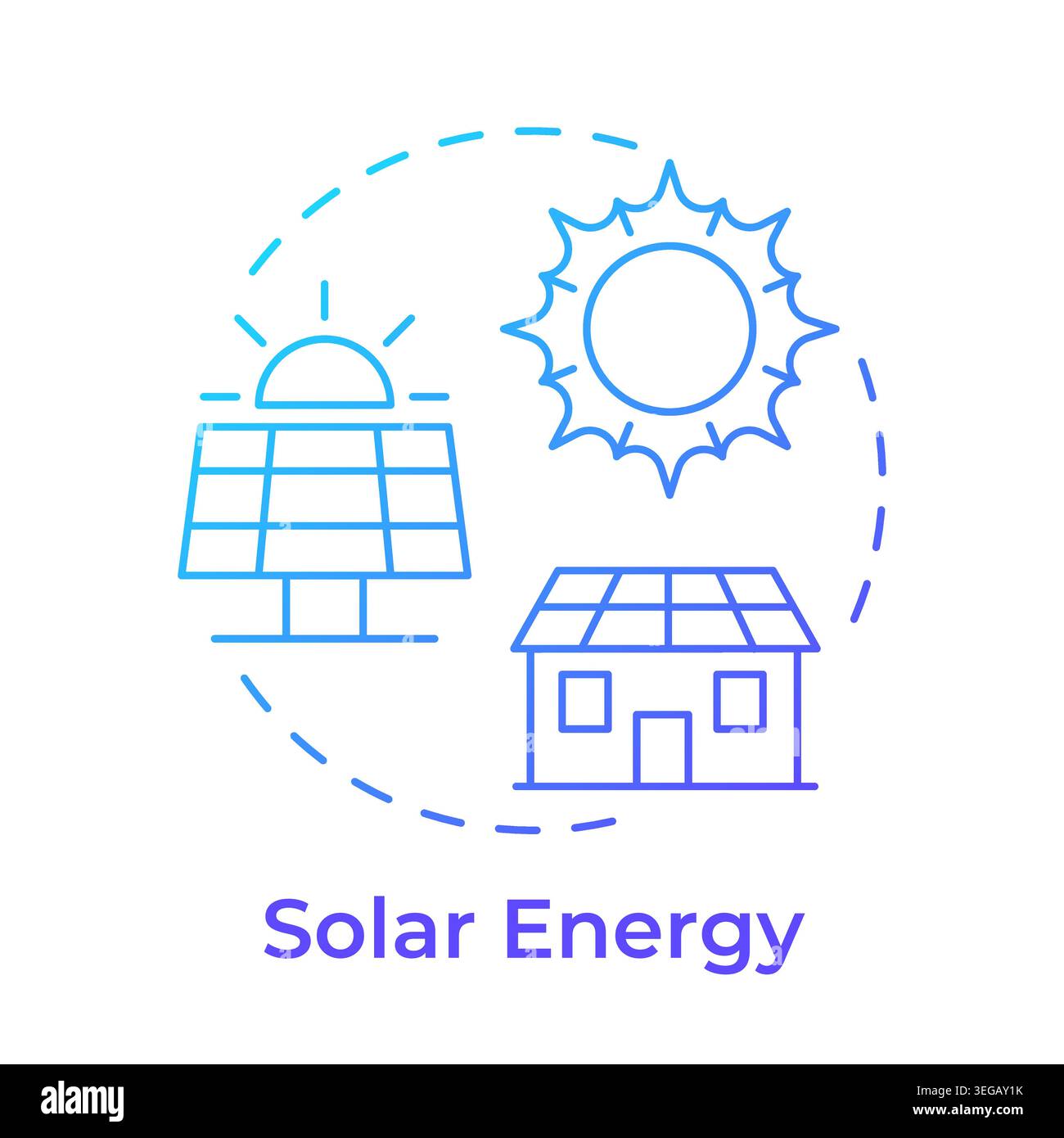 Solar energy blue gradient concept icon Stock Vector