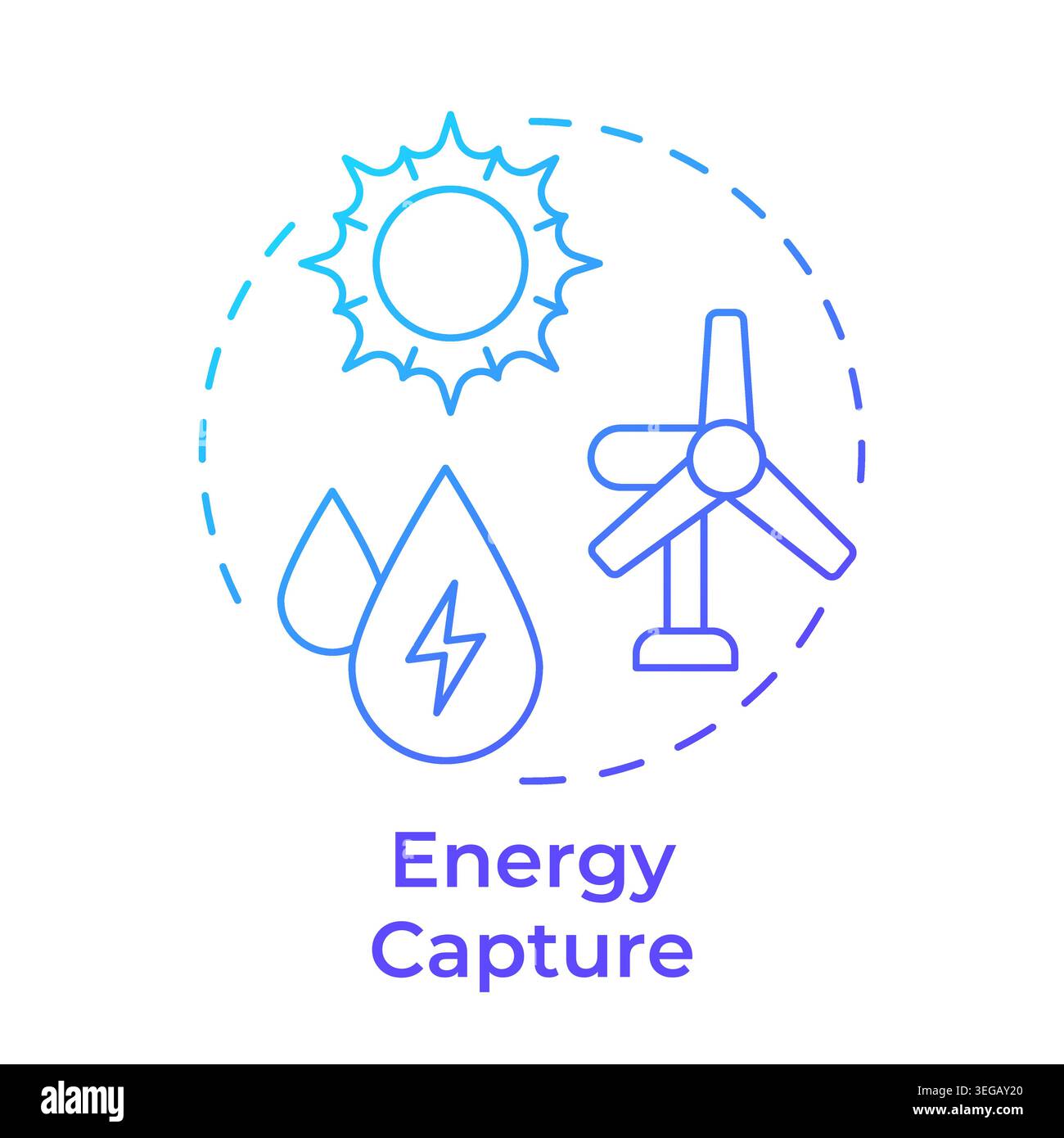 Energy capture blue gradient concept icon Stock Vector