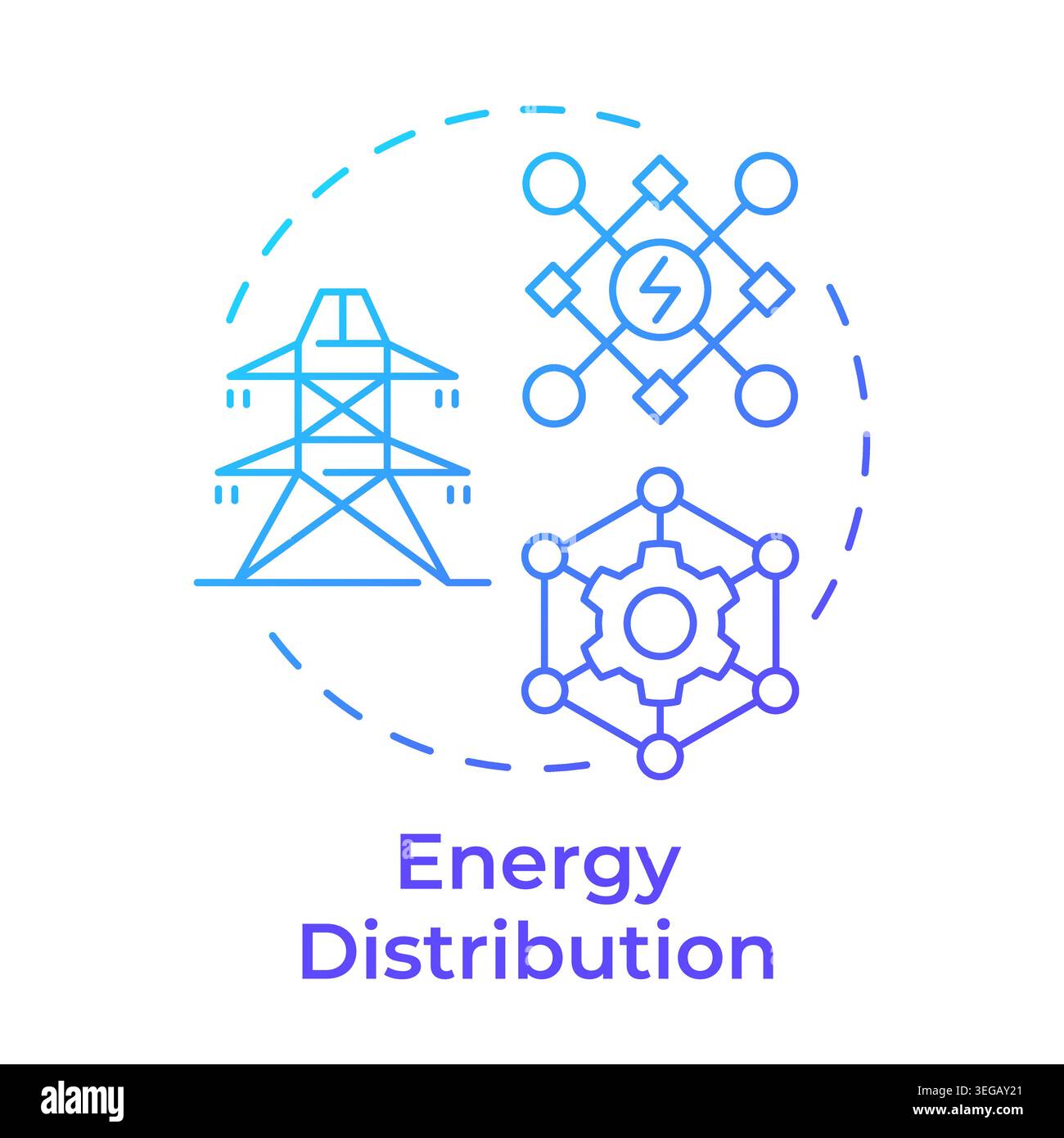 Energy distribution blue gradient concept icon Stock Vector
