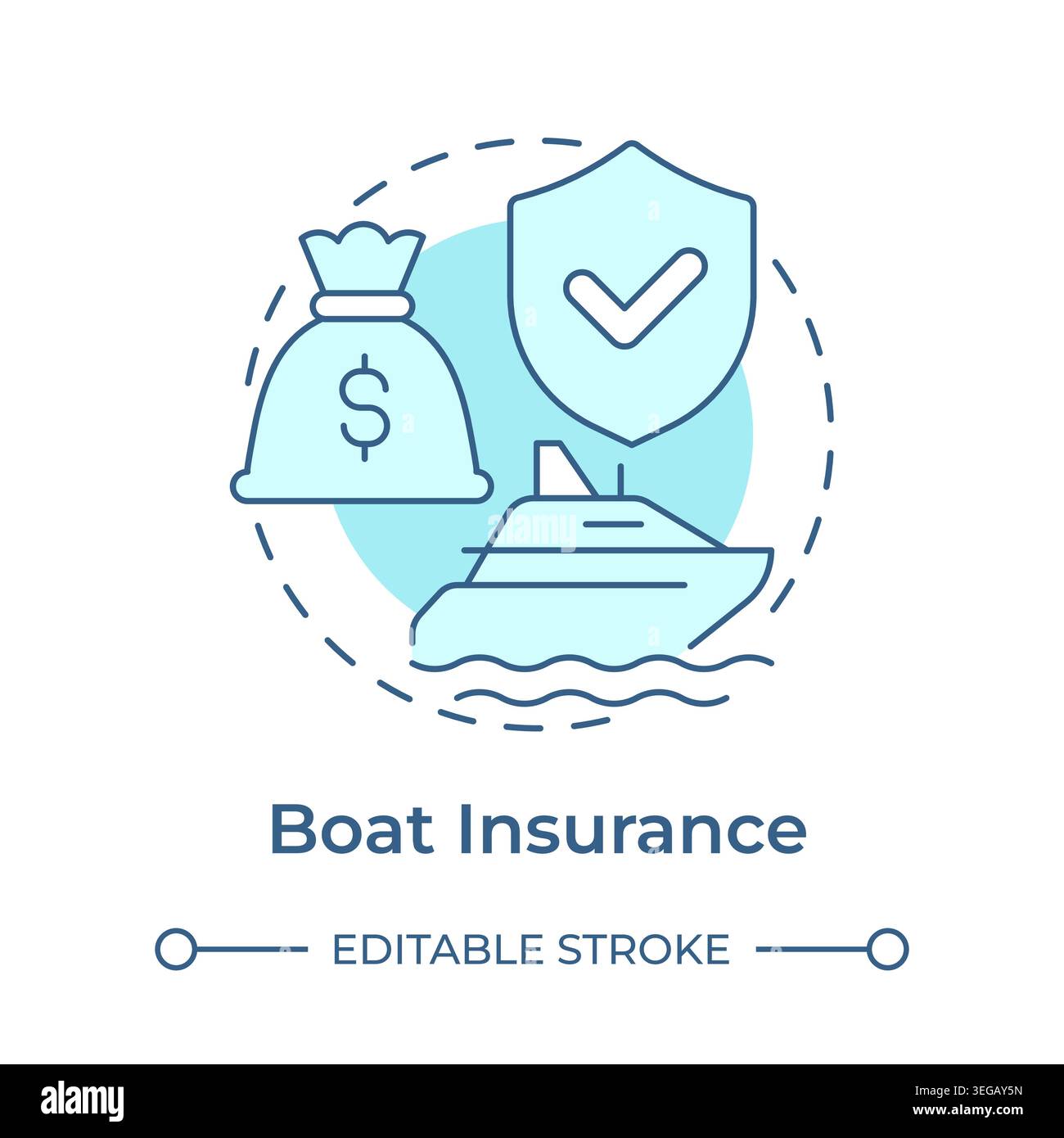 Boat insurance soft blue concept icon Stock Vector