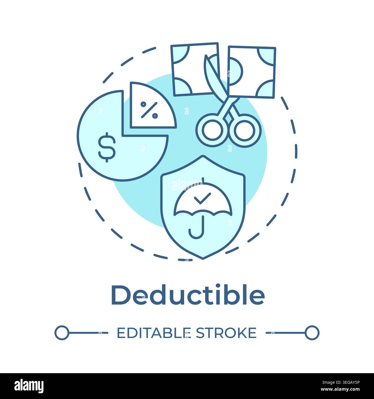 Deductible soft blue concept icon Stock Vector