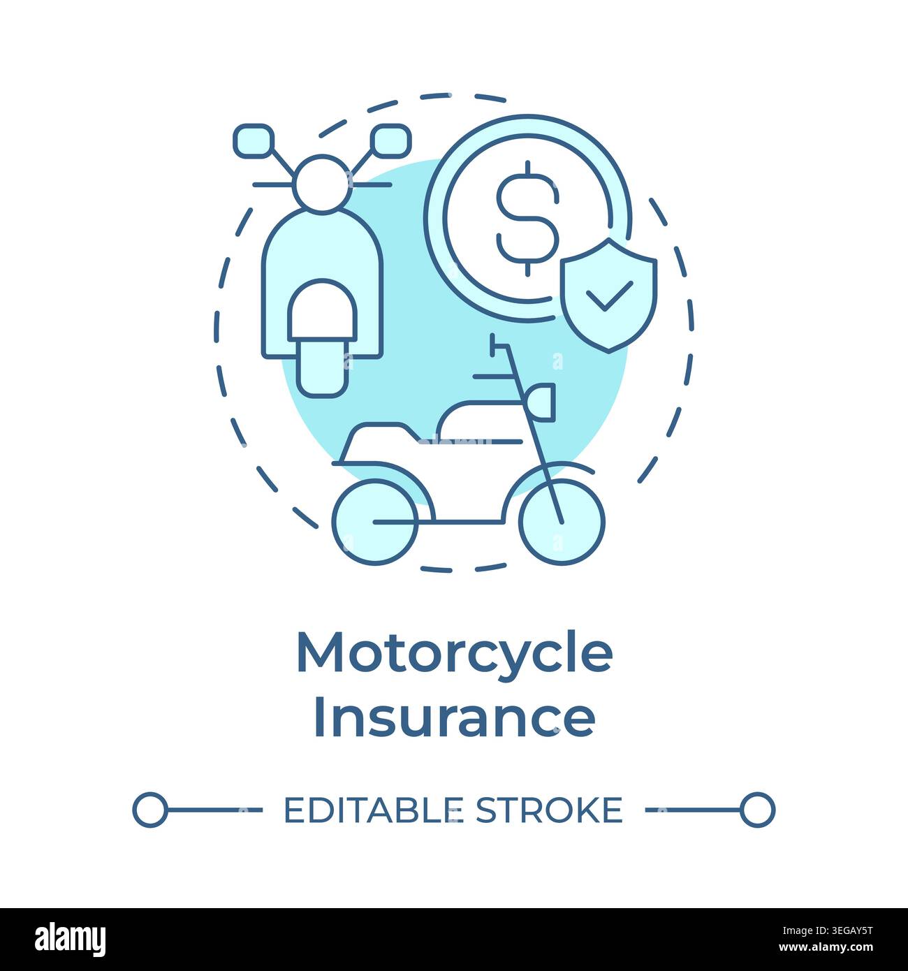 Motorcycle insurance soft blue concept icon Stock Vector