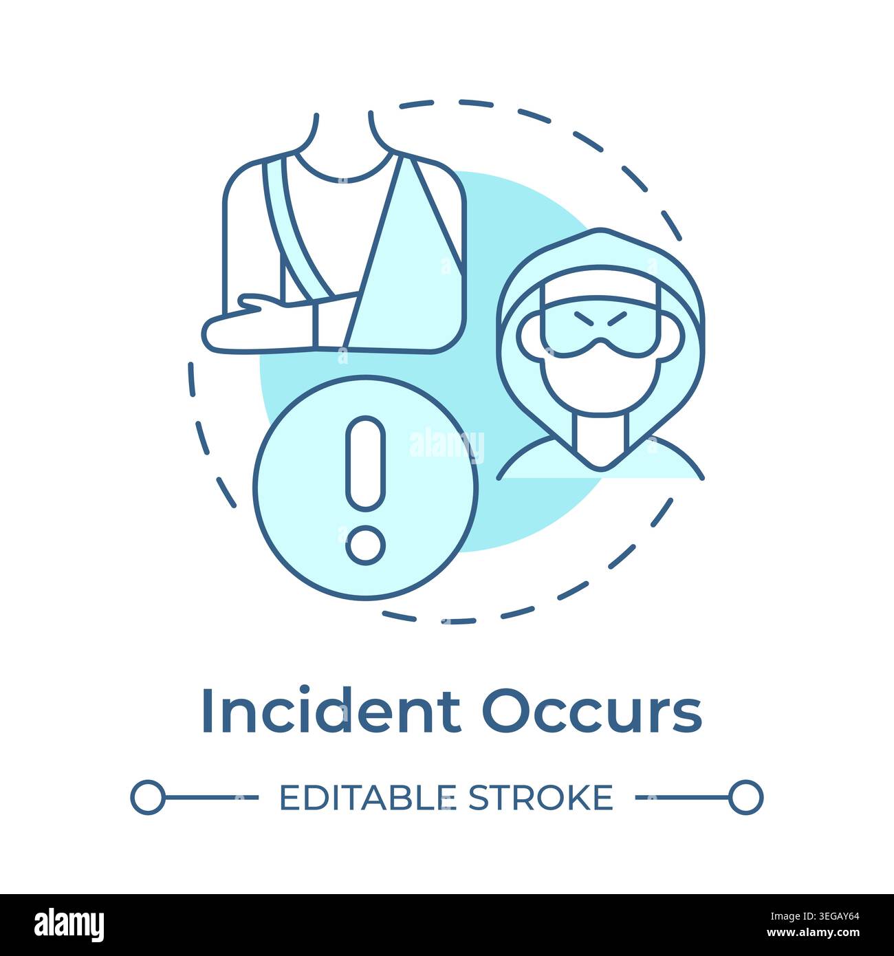 Incident occurs soft blue concept icon Stock Vector