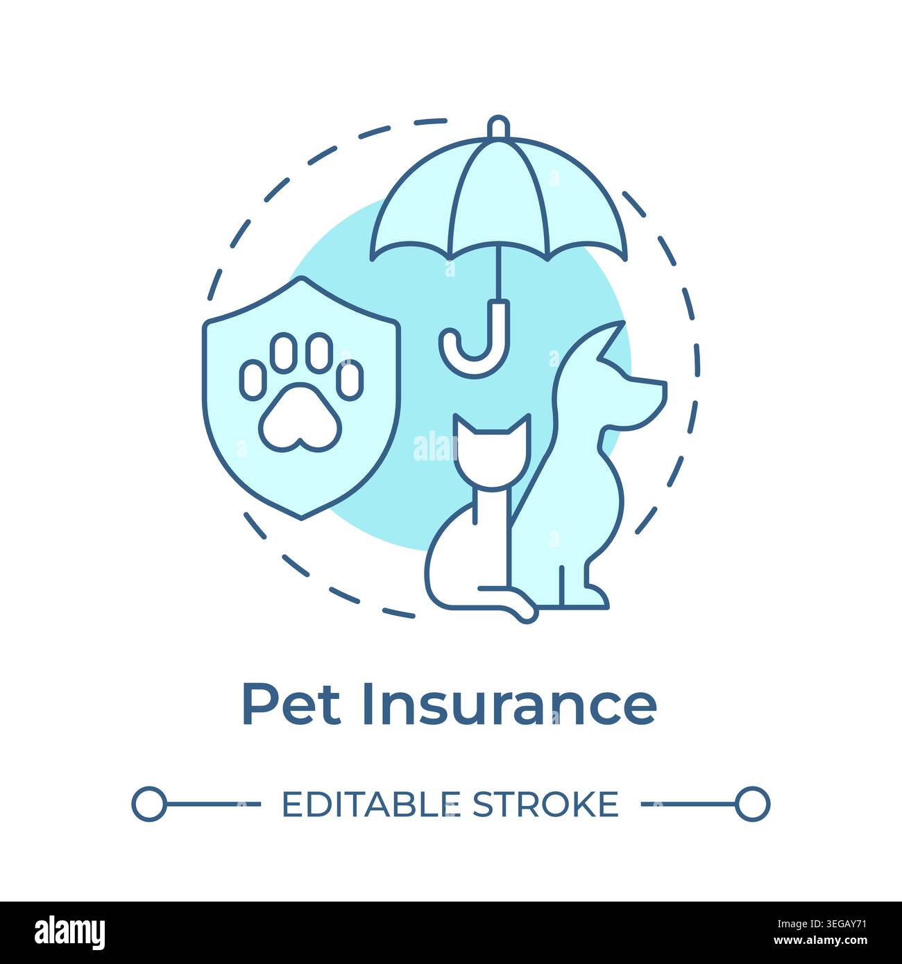 Pet insurance soft blue concept icon Stock Vector