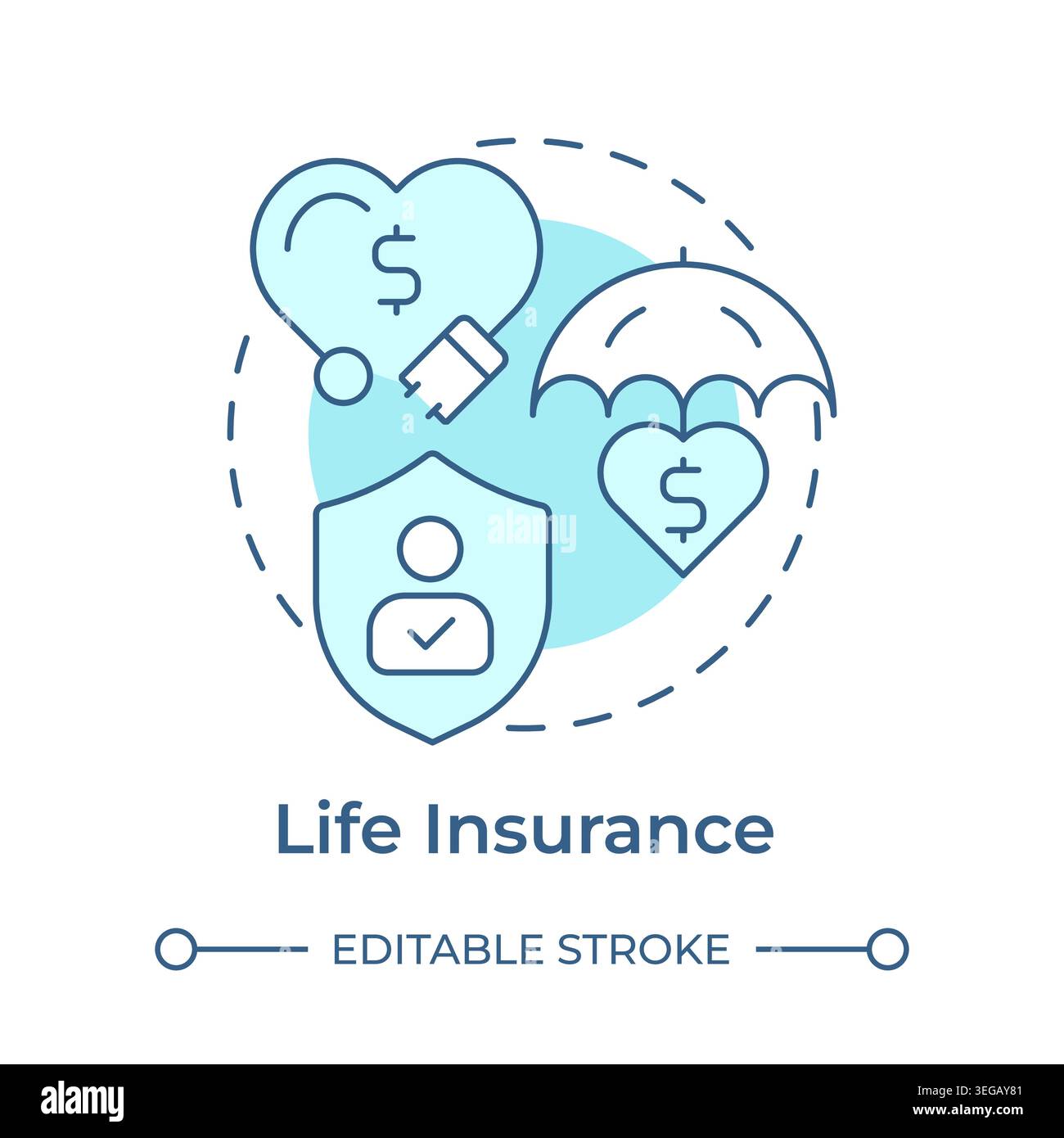 Life insurance soft blue concept icon Stock Vector