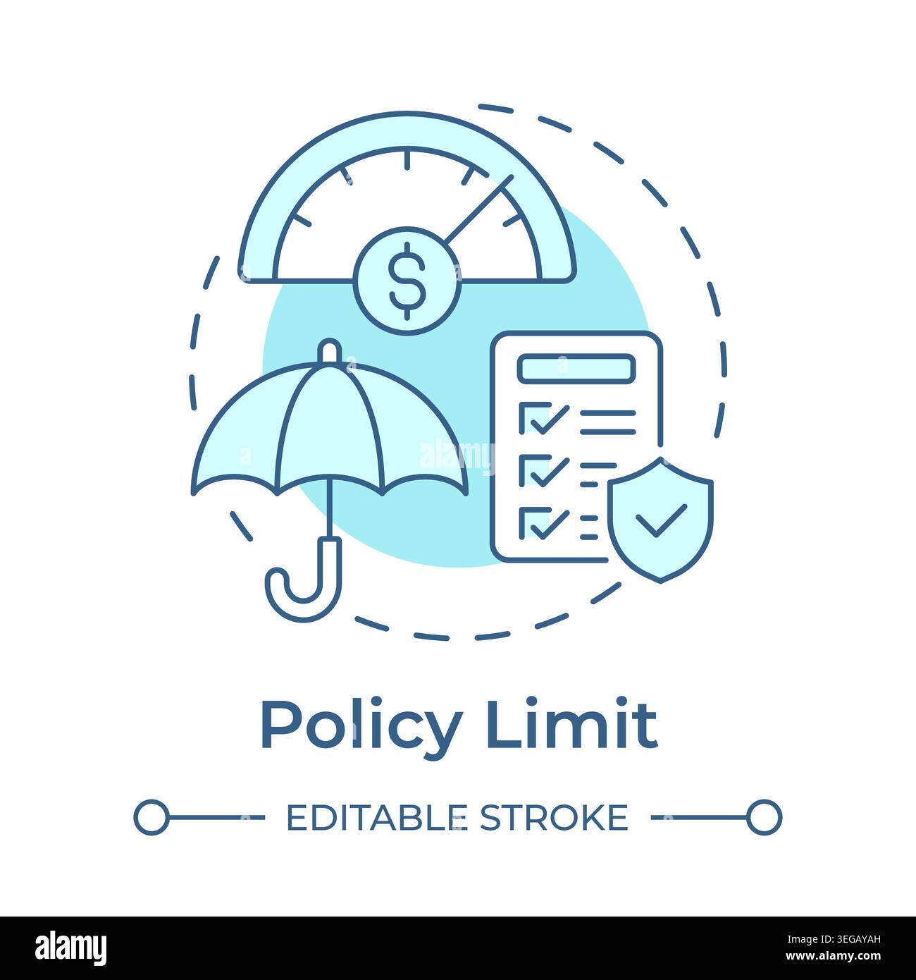Policy limit soft blue concept icon Stock Vector