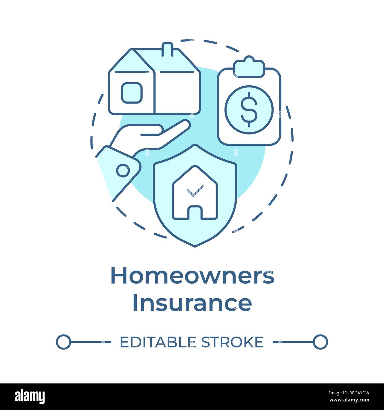 Homeowners insurance soft blue concept icon Stock Vector