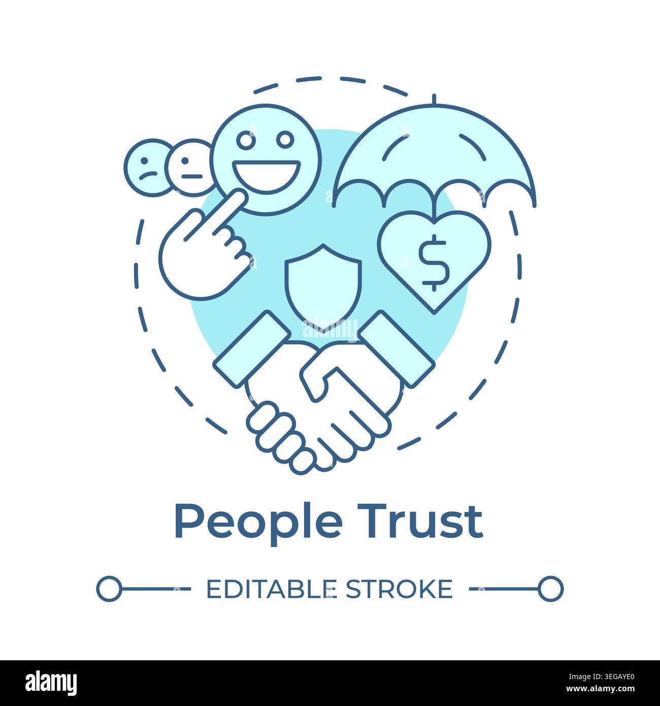 People trust soft blue concept icon Stock Vector