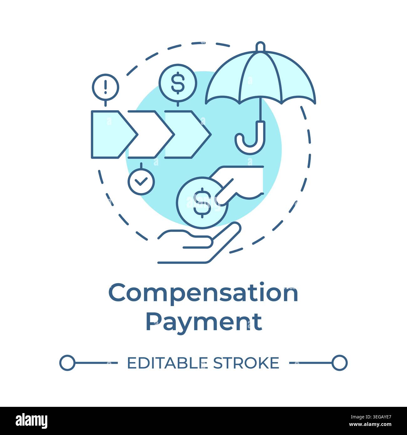 Compensation payment soft blue concept icon Stock Vector