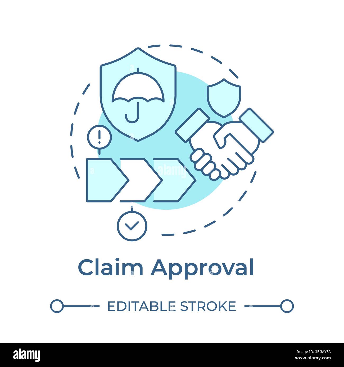 Claim approval soft blue concept icon Stock Vector